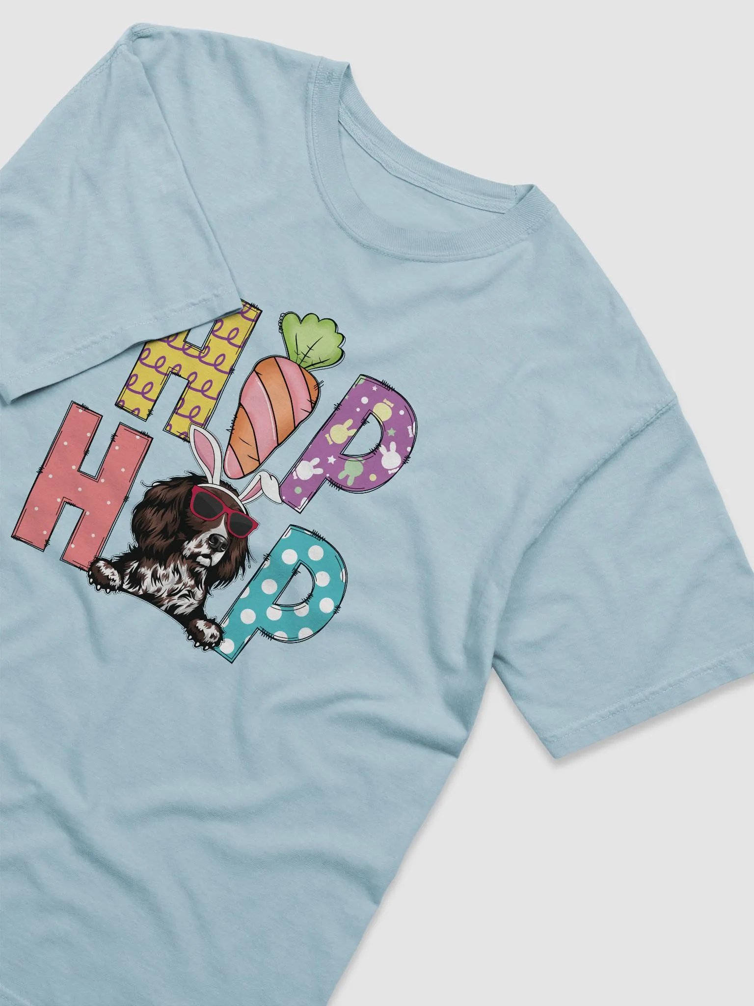 Hip Hop Easter Munsterlander T-Shirt | Cute Easter Day Munsterlander Wearing Bunny Ears and Sunglasses product image (8)