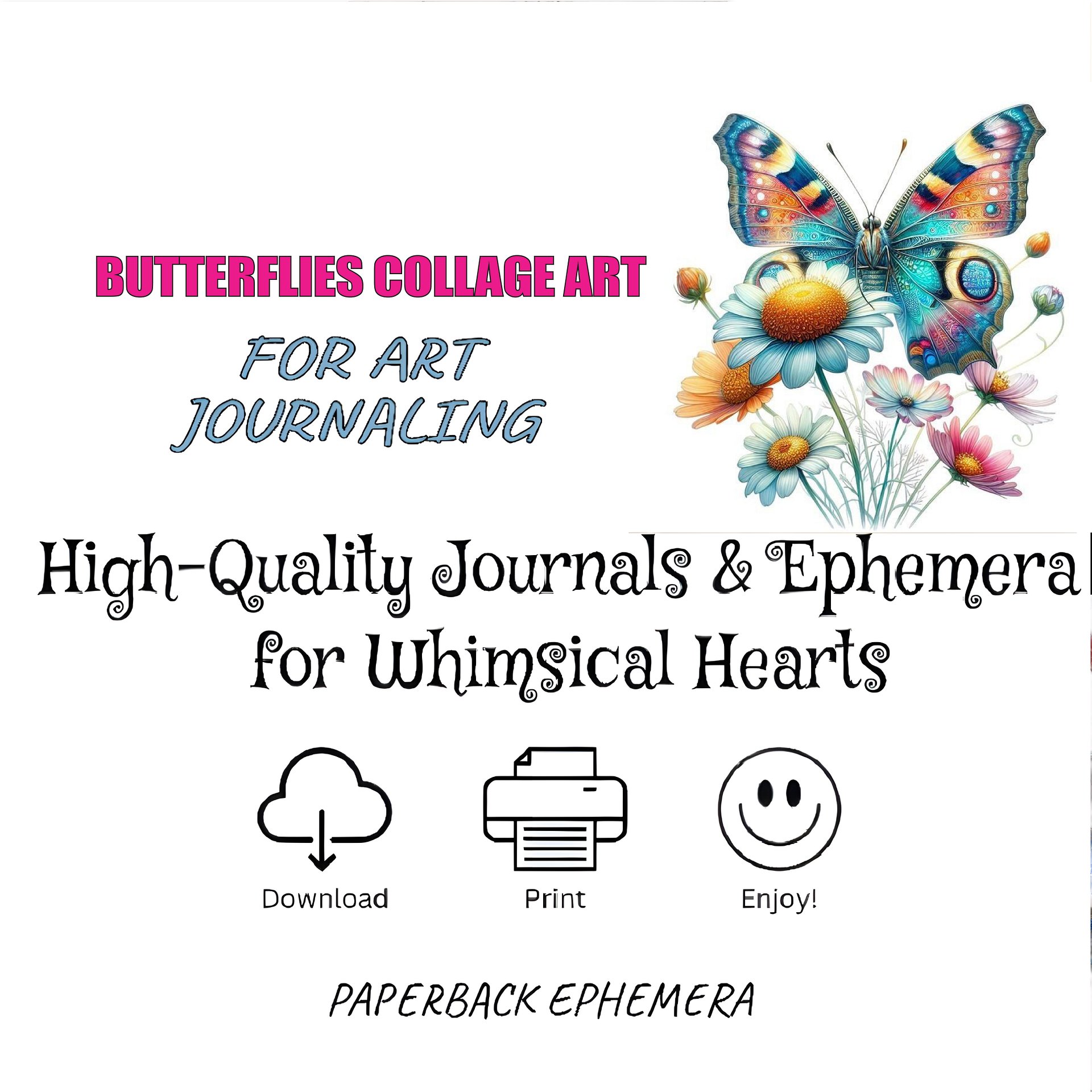 Butterfly Ephemera Printable Bundle – 24 Fussy Cut Pages for Junk Journals & Collage (2 PDFs) product image (5)
