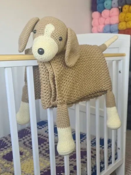 Beagle Dog Crochet Baby Blanket Pattern - Pram Toy & Play Mat PDF - Crafting Happiness product image (1)