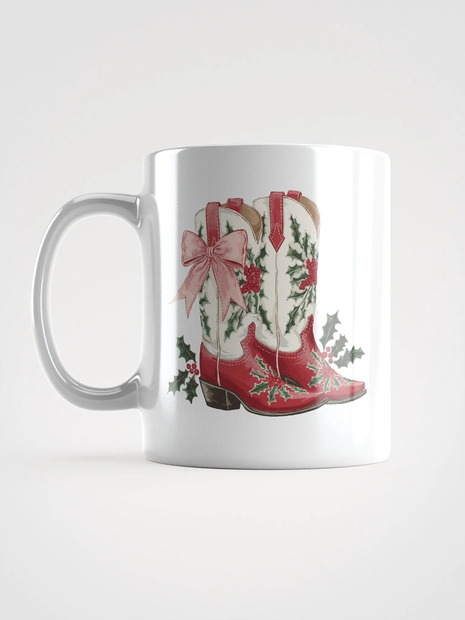 Festive Cowgirl Boots White Glossy Mug product image (4)