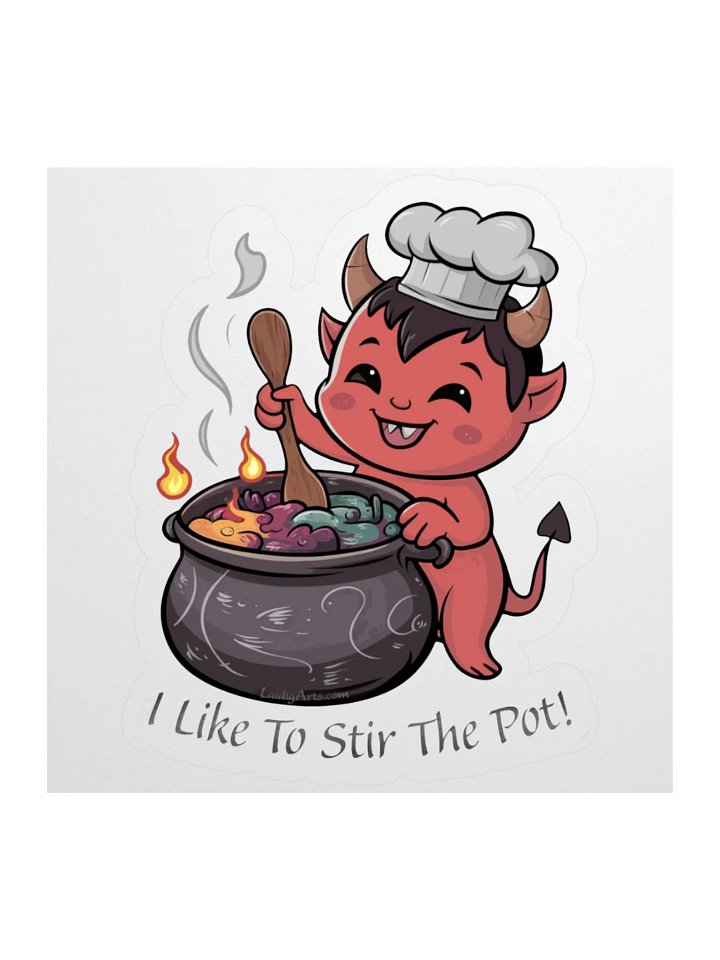 I Like To Stir The Pot Happy Devil Vinyl Sticker product image (2)