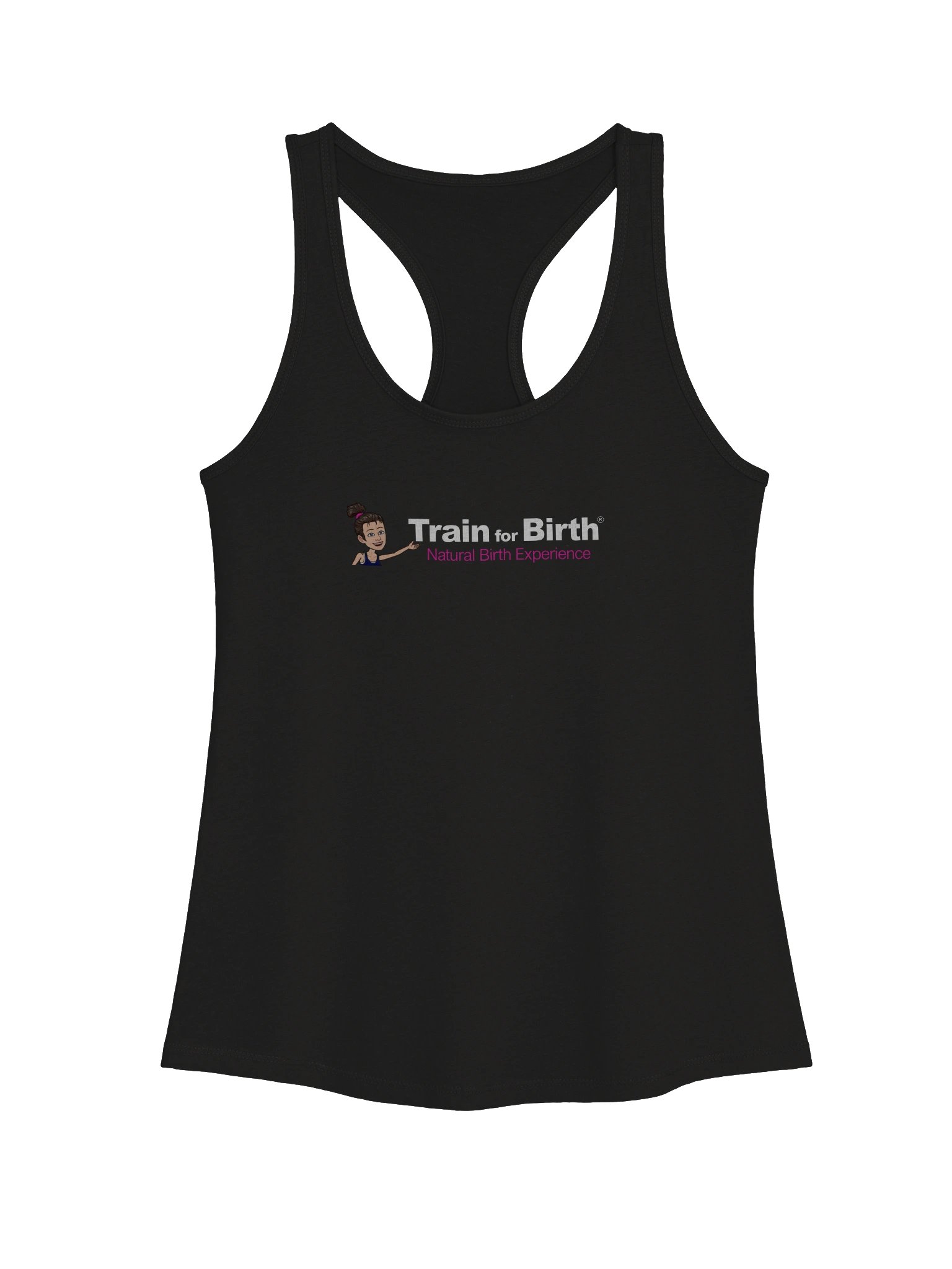Train for Birth® Next Level Women's Racerback Black Tank Top product image (1)