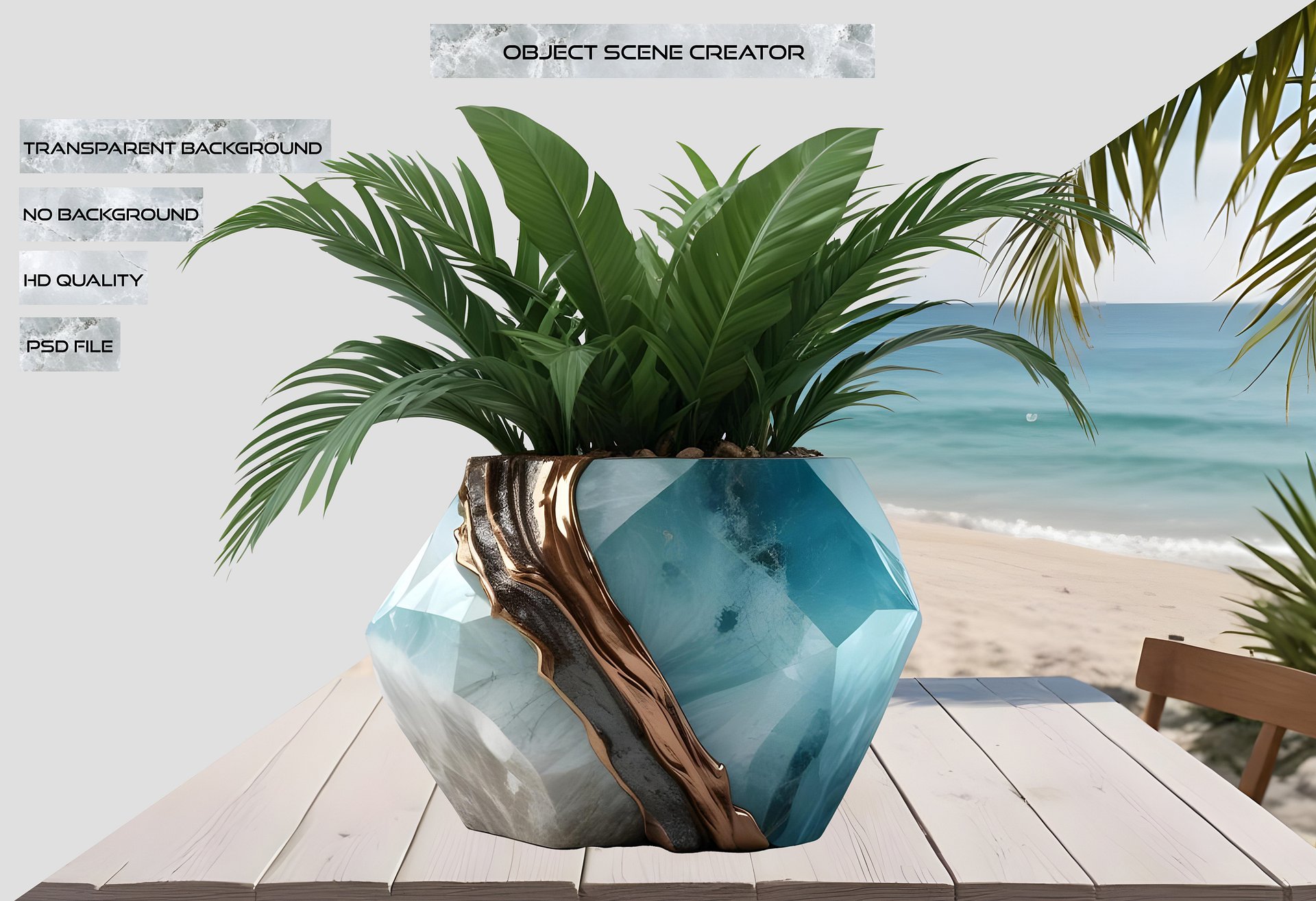 Coastal Luxe Spa Decor – Aqua Serenity – Object PNG product image (2)