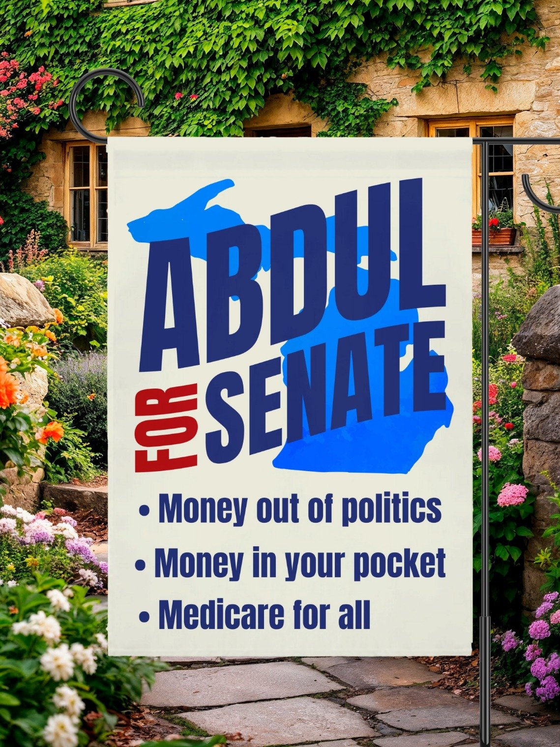 Abdul For Senate Garden Flag, Midterm Election Michigan product image (5)