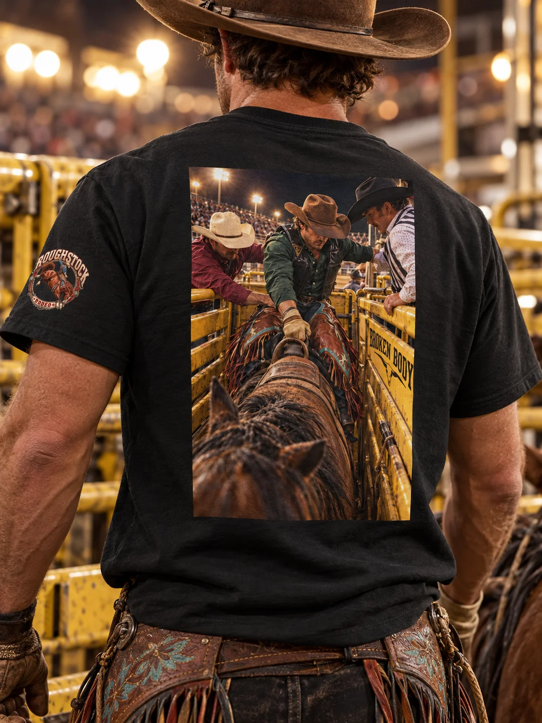Bareback Bronc Rigging & Rosin T-Shirt | ROUGHSTOCK RODEO™ product image (2)