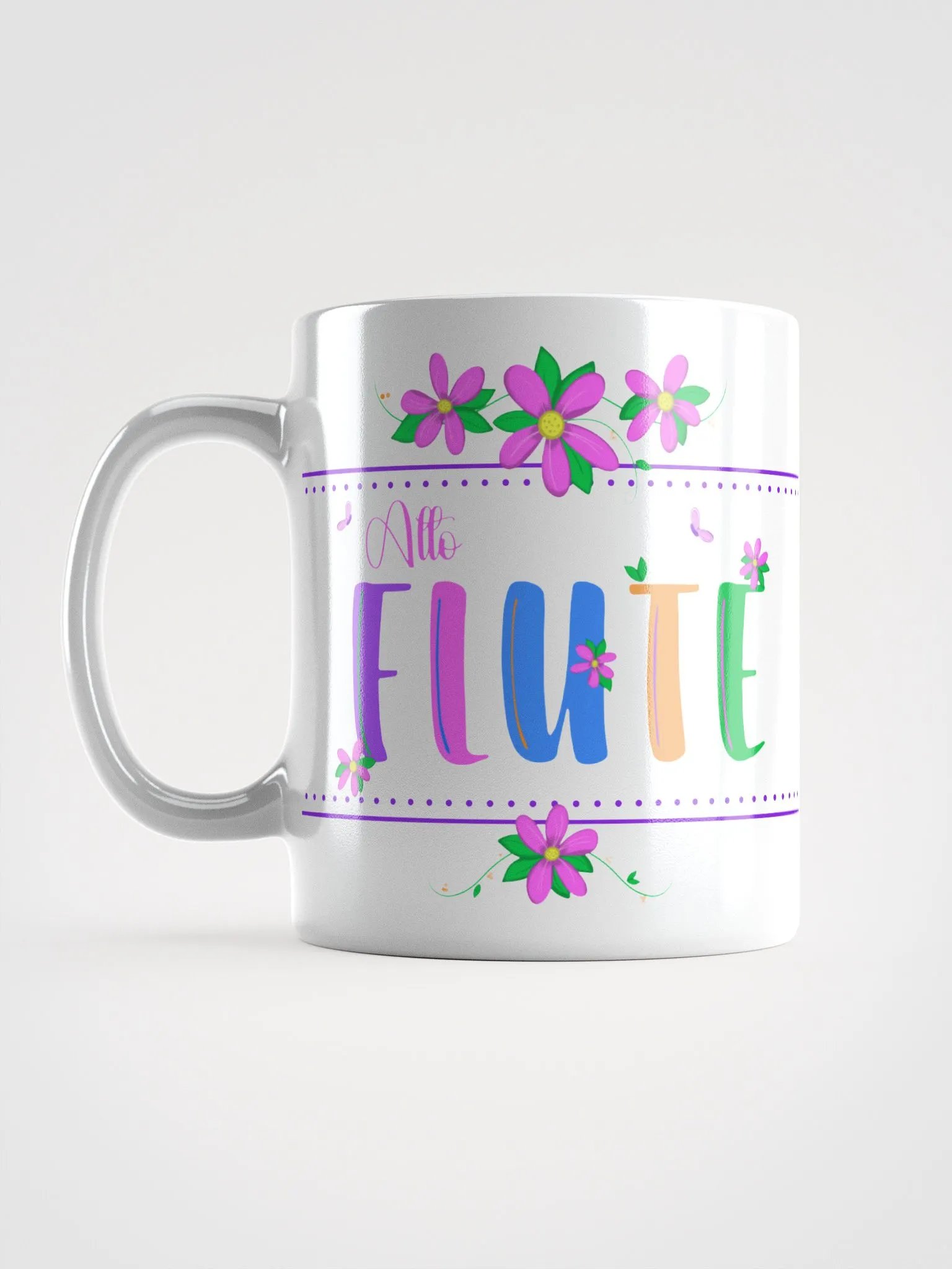 Floral Flutes White Glossy Mug - Concert Flute product image (6)