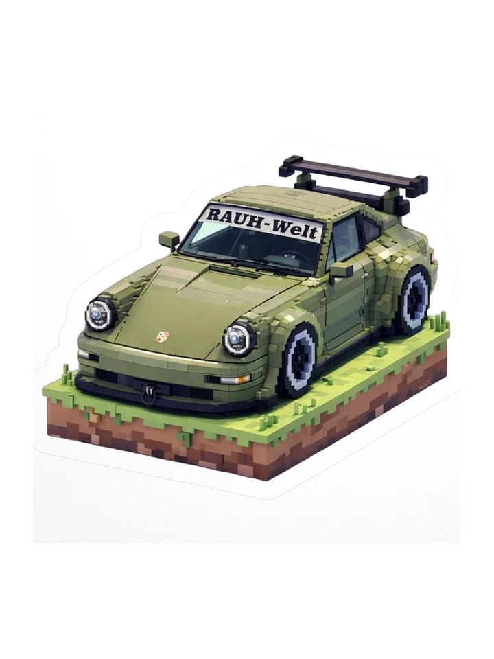 Black Olive Porsche 993 RWB "Corndog" Rauh-Welt Begriff Sticker (Pixel, Retro, Minecraft) product image (1)