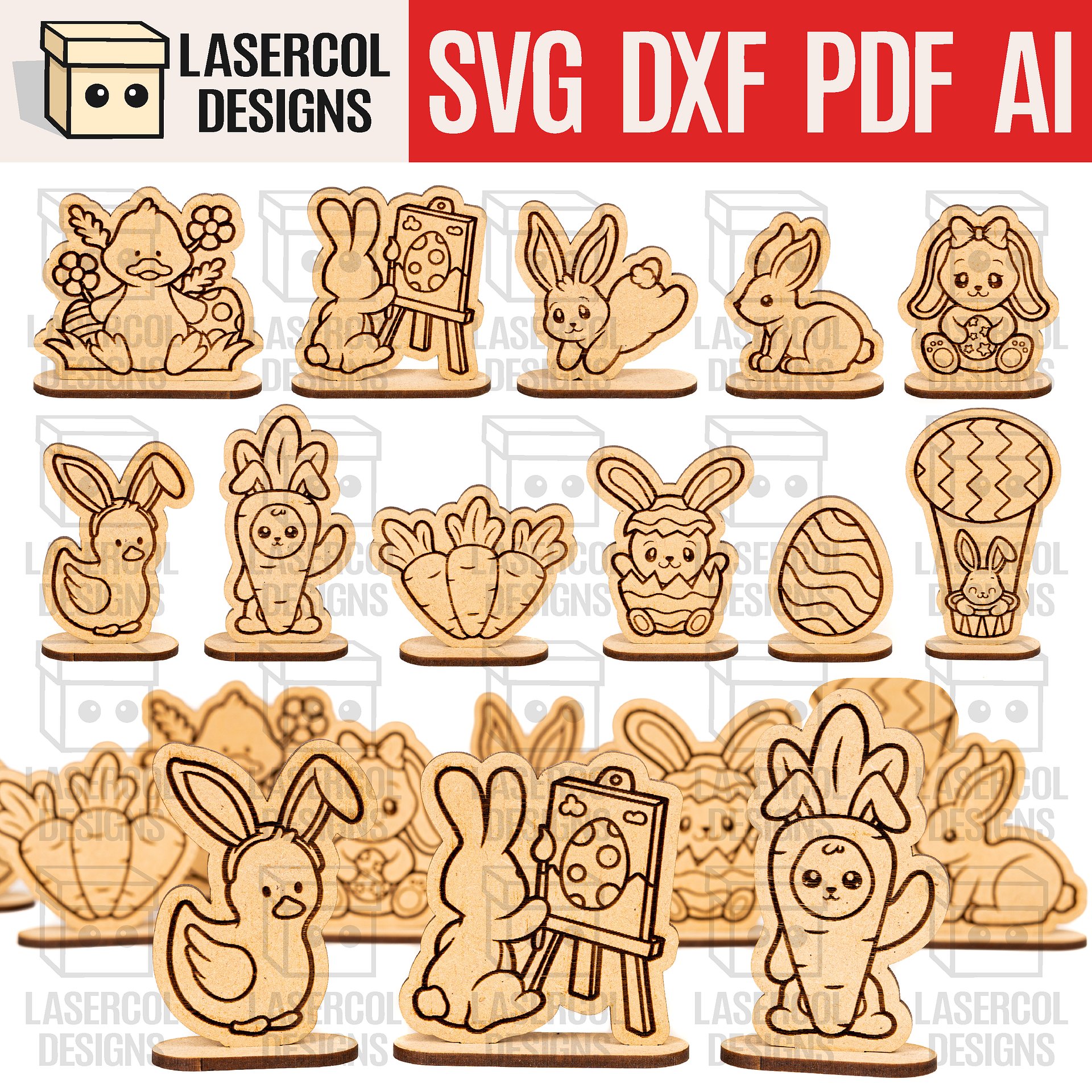 Easter Cutouts With Base Set 2 - Laser Cut Files product image (1)