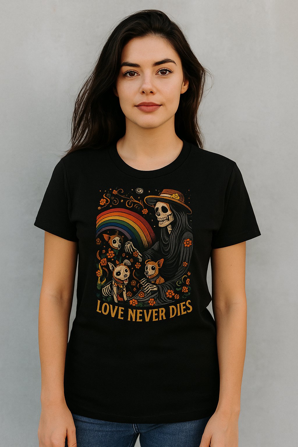 Love Never Dies Día de los Muertos Dog T-Shirt – Mel’s Angels Pet Apparel product image (3)