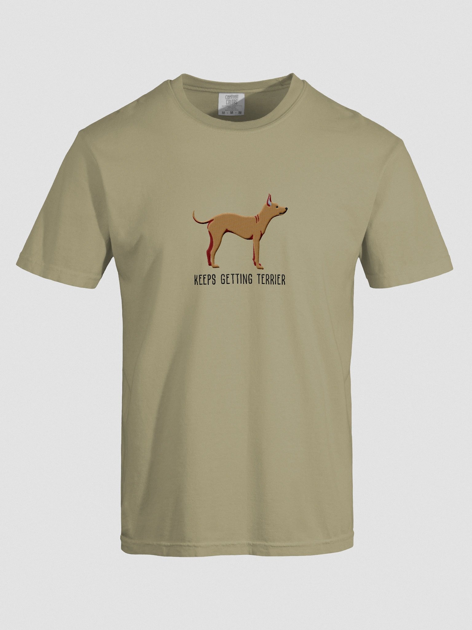 Keeps Getting Terrier T-Shirt(Embroidered) of an American Hairless Terrier(Tan) product image (10)
