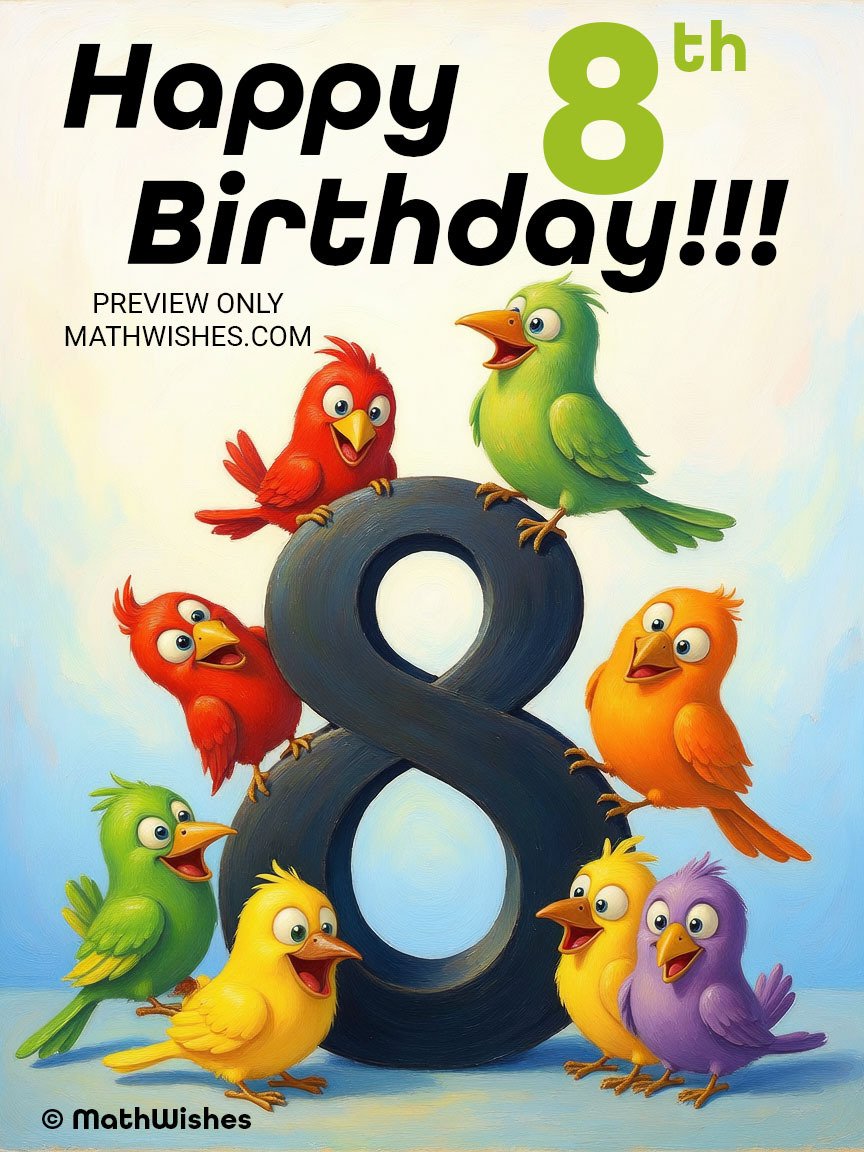 8th Birthday Card - Eight Birds product image (1)