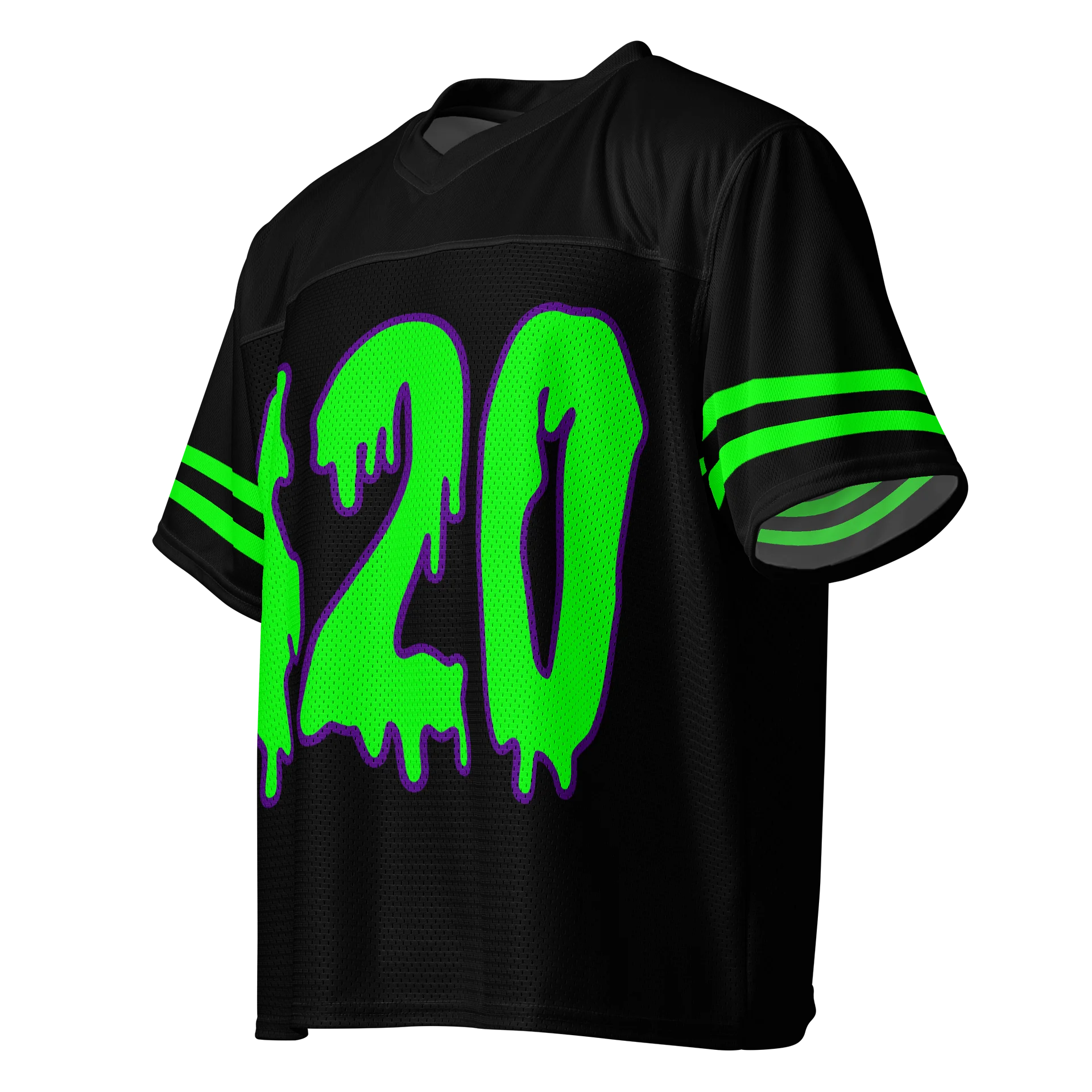 Black Neon Green 420 Football Jersey, Cannabis Rave Shirt, Twisted Weed EDM Top, Goth Stoner Clothes, Alternative Music Festival Fashion product image (7)