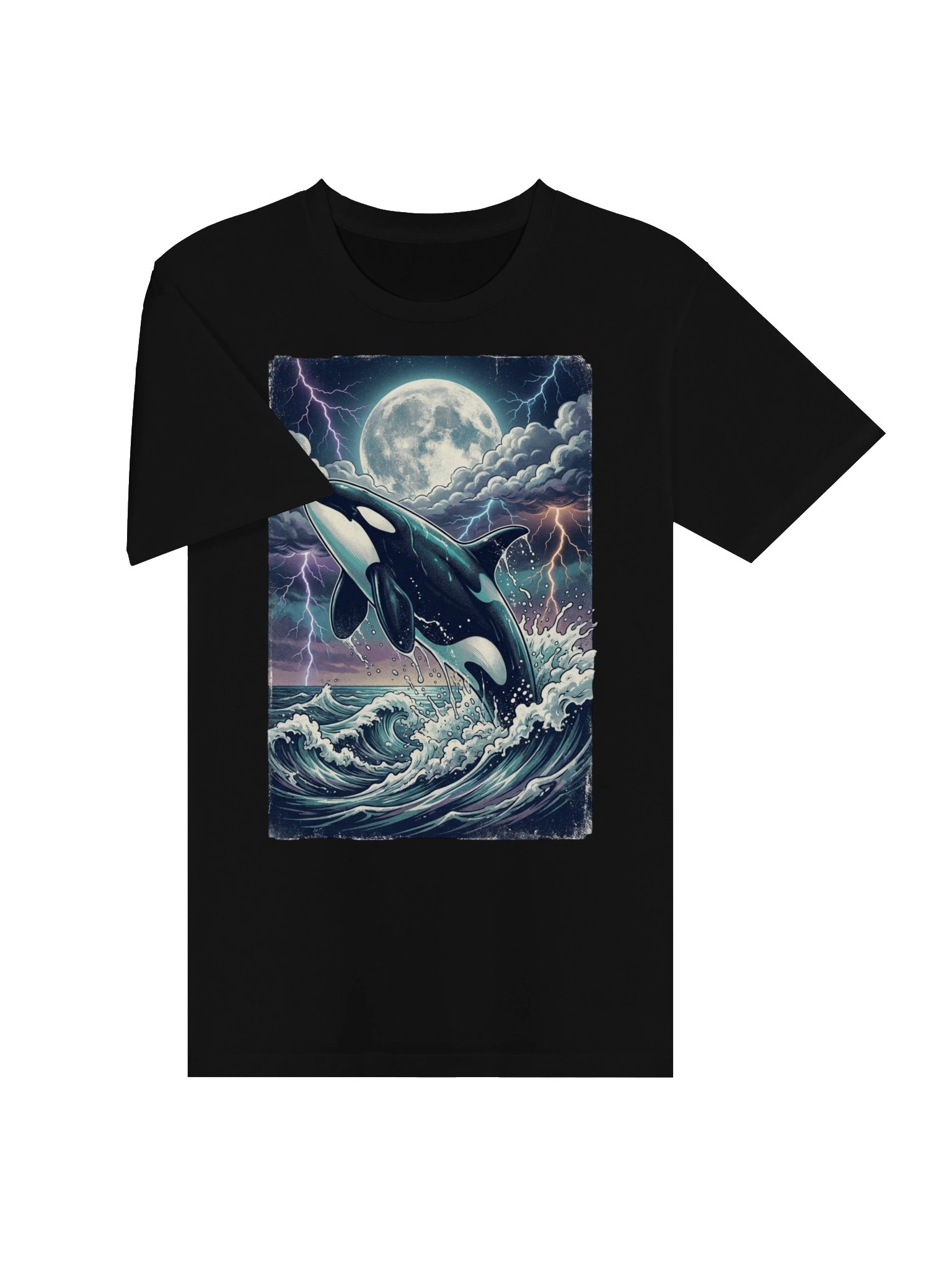Vintage Orca Whale T-Shirt – Retro 90s Ocean Graphic, Killer Whale & Moon Lightning Design product image (12)