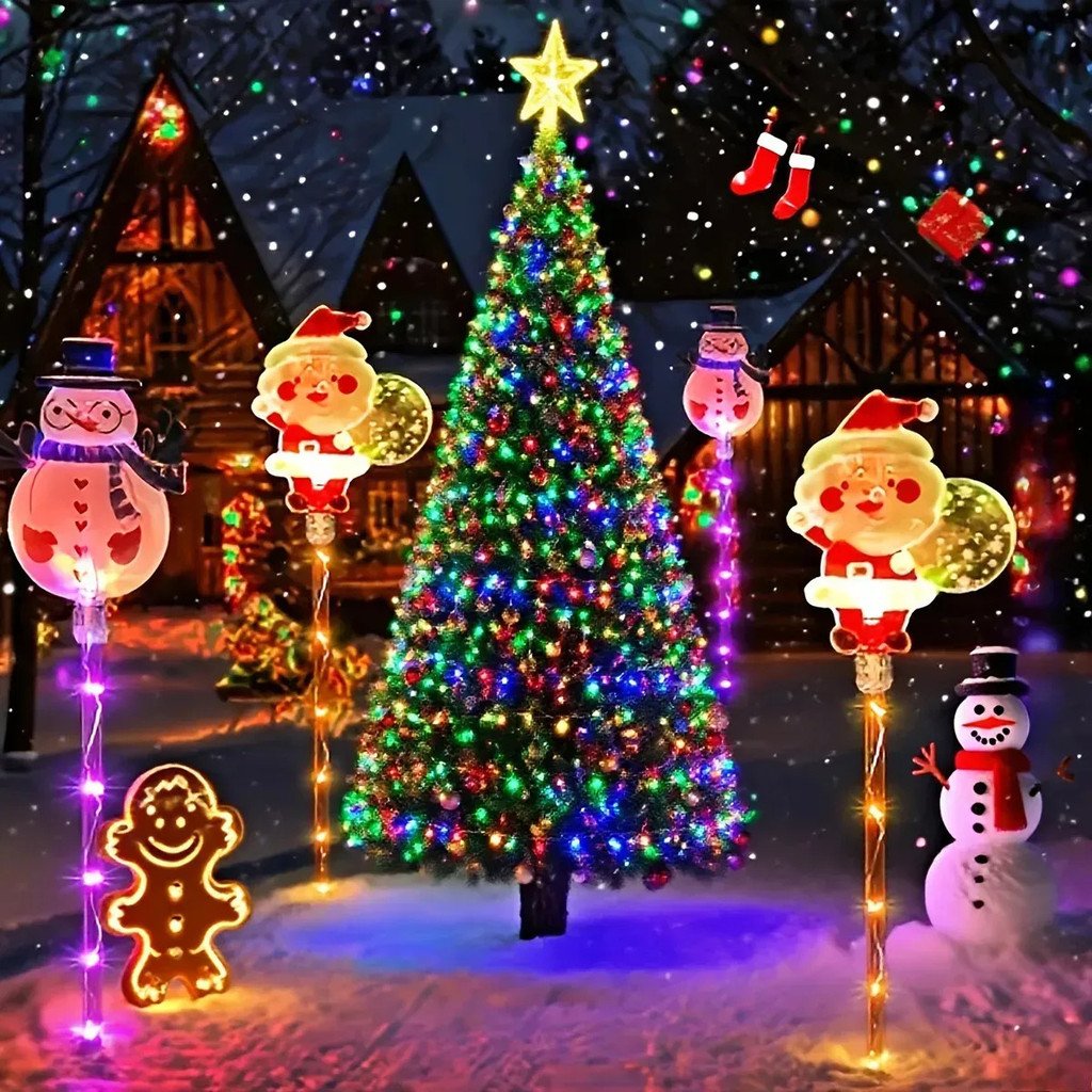 6 Luces Navideñas Solares: Decoración De Muñeco De Nieve product image (3)