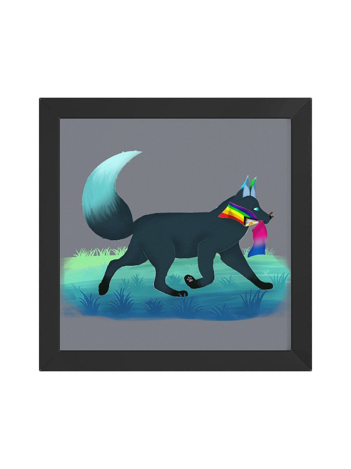 Fox Pride Trot Both Flags - Framed High-Quality Matte Poster product image (1)