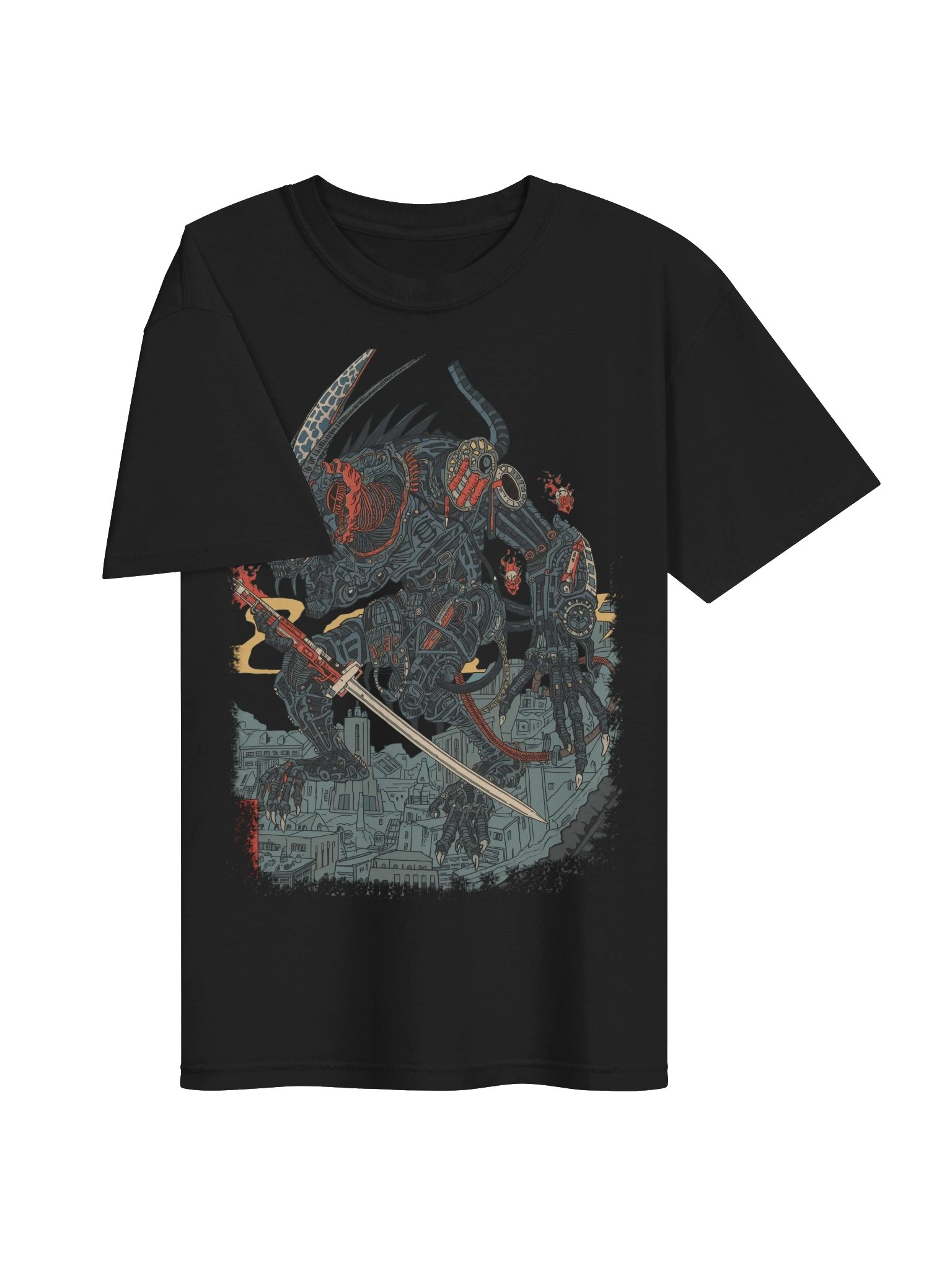 Mecha Demon Over City Heavyweight T-Shirt product image (6)