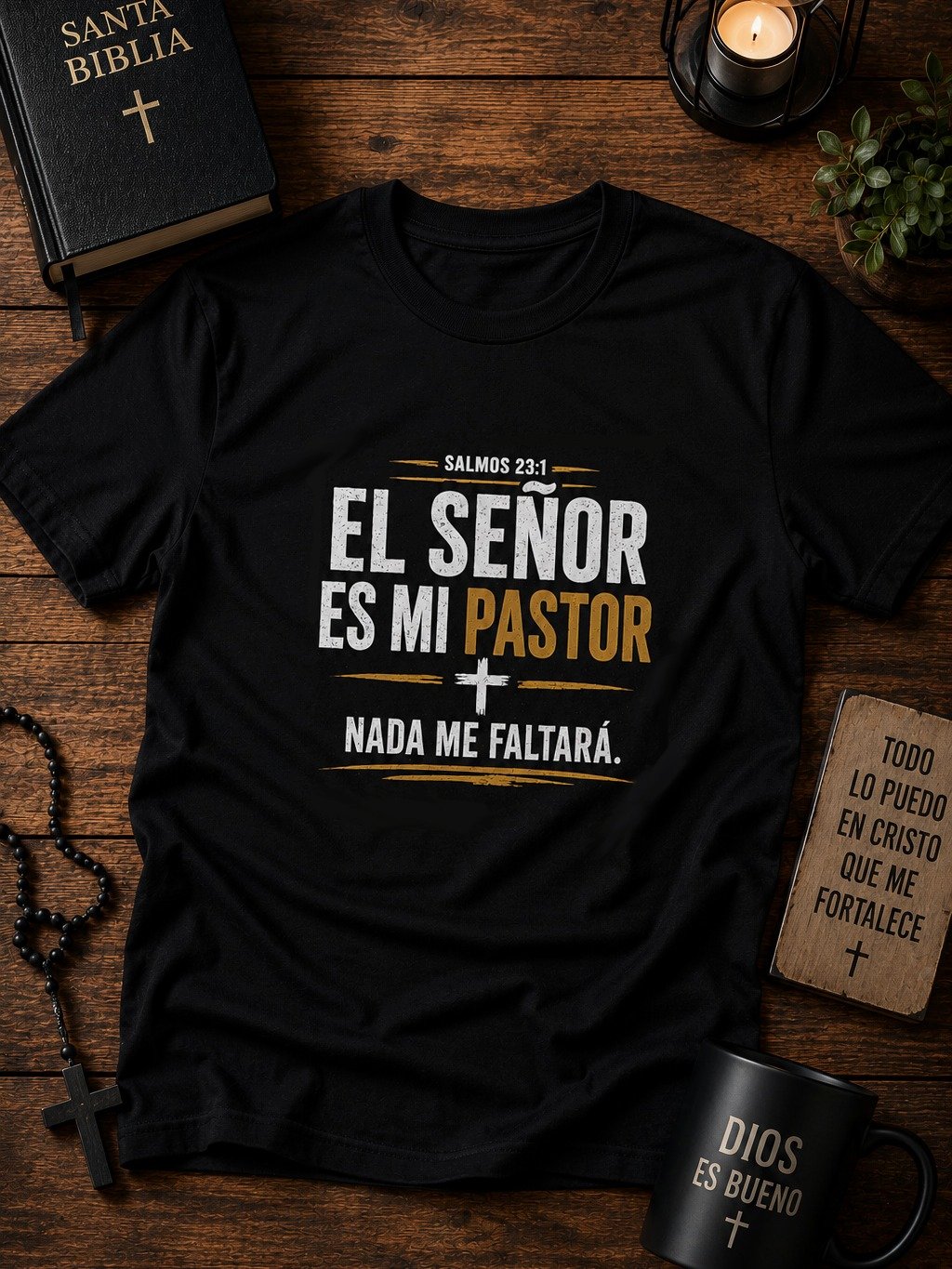 El Señor Es Mi Pastor – Salmos 23:1 Camiseta Cristiana para Hombre | Fe, Esperanza y Protección product image (1)