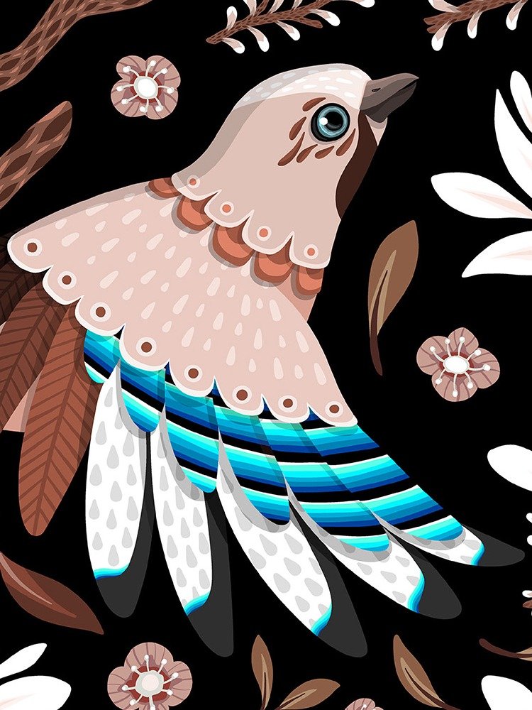 Eurasian Jays on Magnolia Tree - Bird Art Print product image (5)
