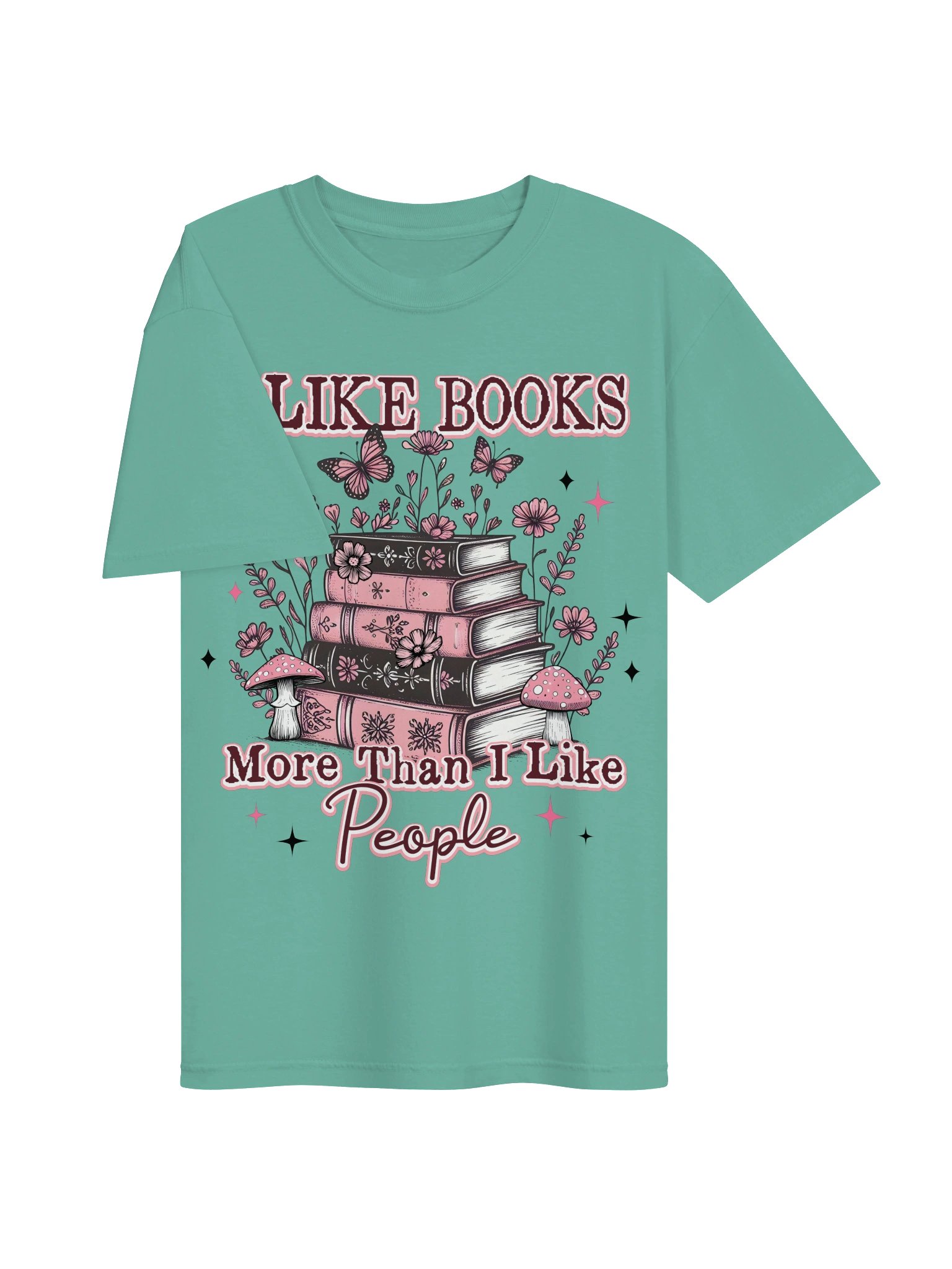 I Like Books Shirt, Coquette Wildflower Stacked Books Graphic Tee, Book Lover Aesthetic Gift product image (3)