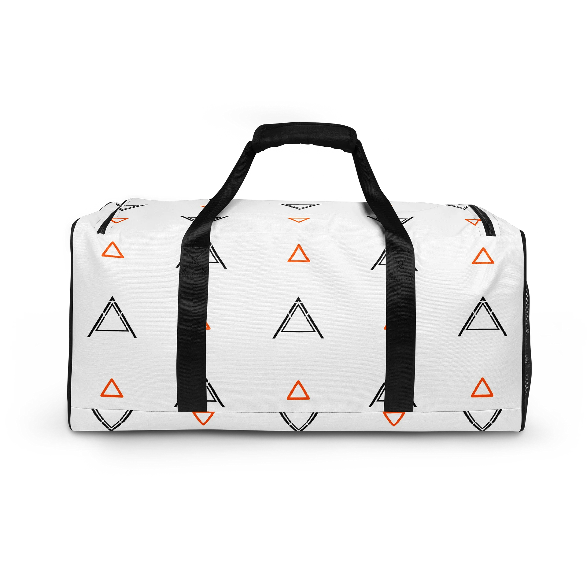 Anzodo Geometric Streetwear Duffle Bag – Black & Orange Tribal on White Canvas product image (4)