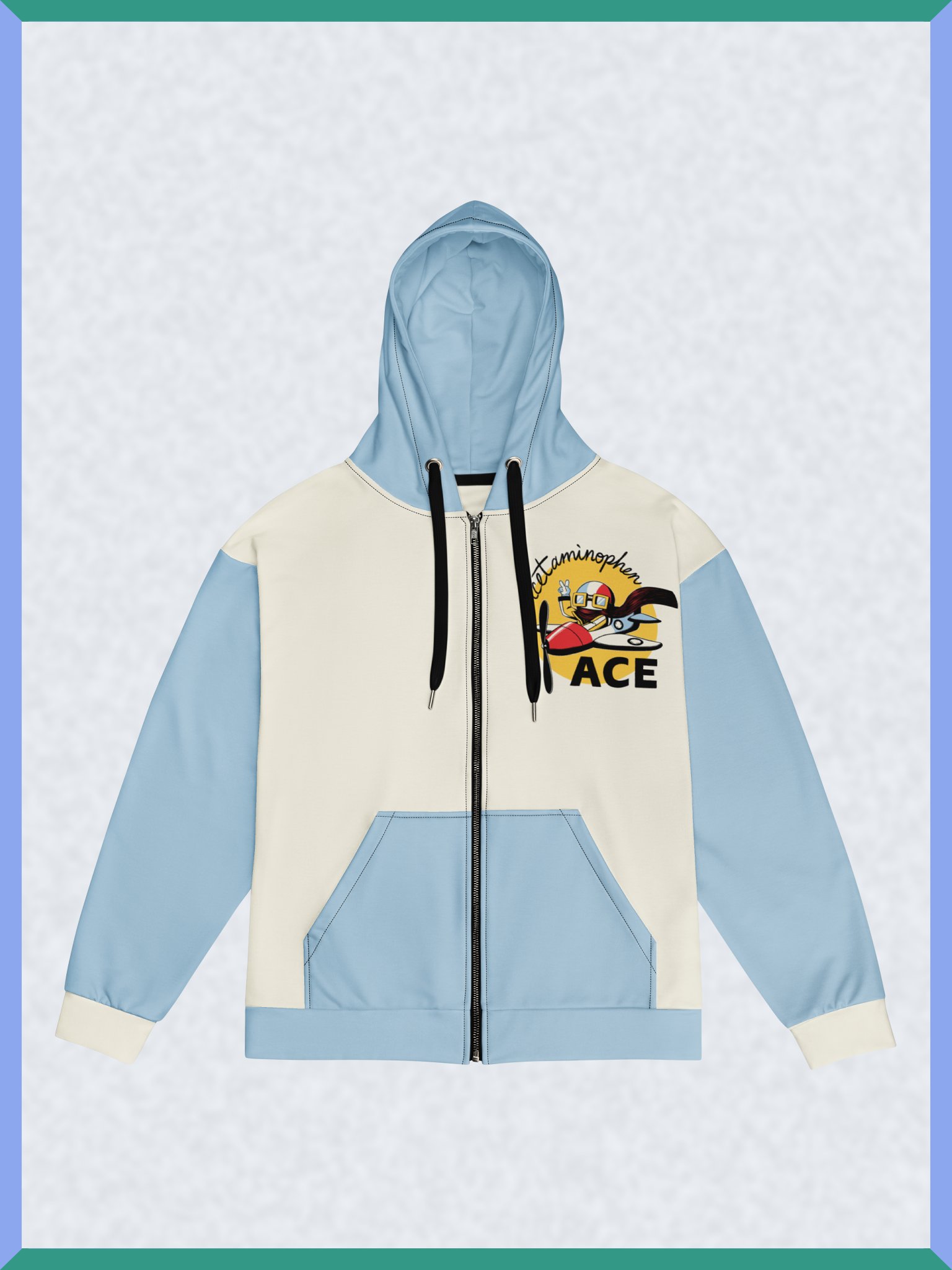 Acetaminophen Ace - Blue-Sleeved Zipper Hoodie product image (1)