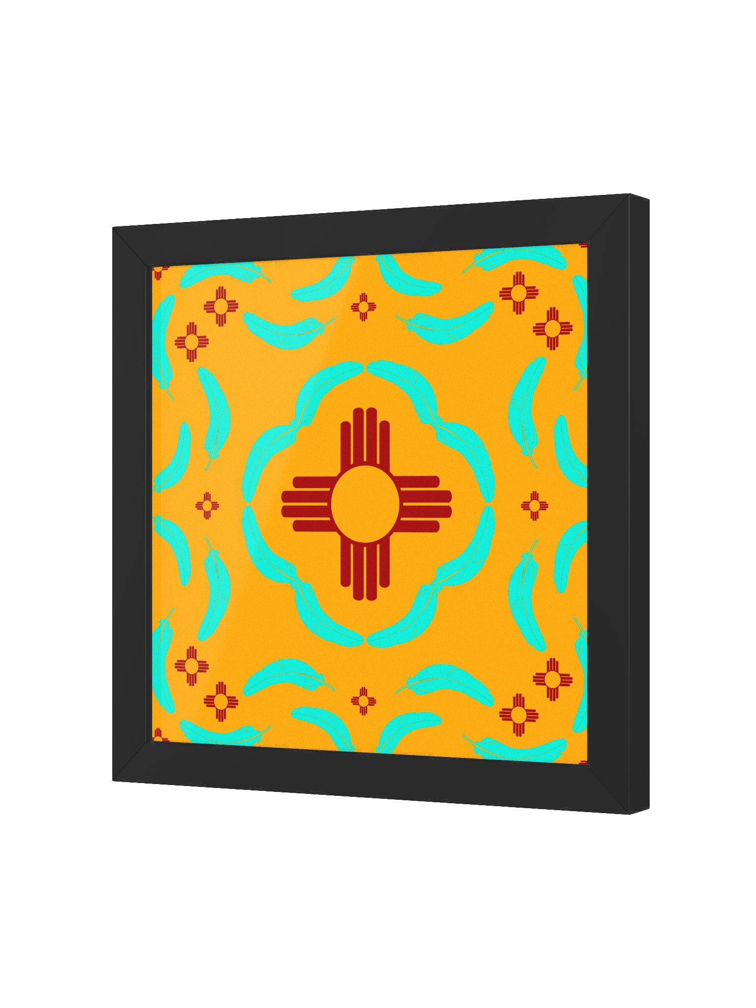 New Mexico Turquoise Feather Zia Sun Pattern Posters product image (4)