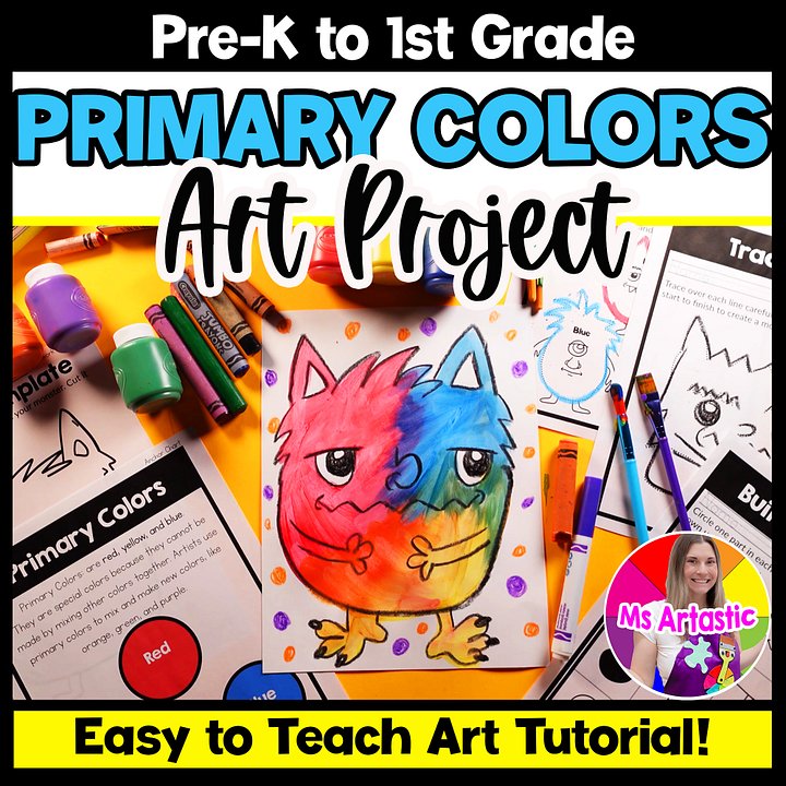 Primary Colors Art Lesson Primary Color Monster Art Project Pre K Kindergarten 1st Grade product image (1)