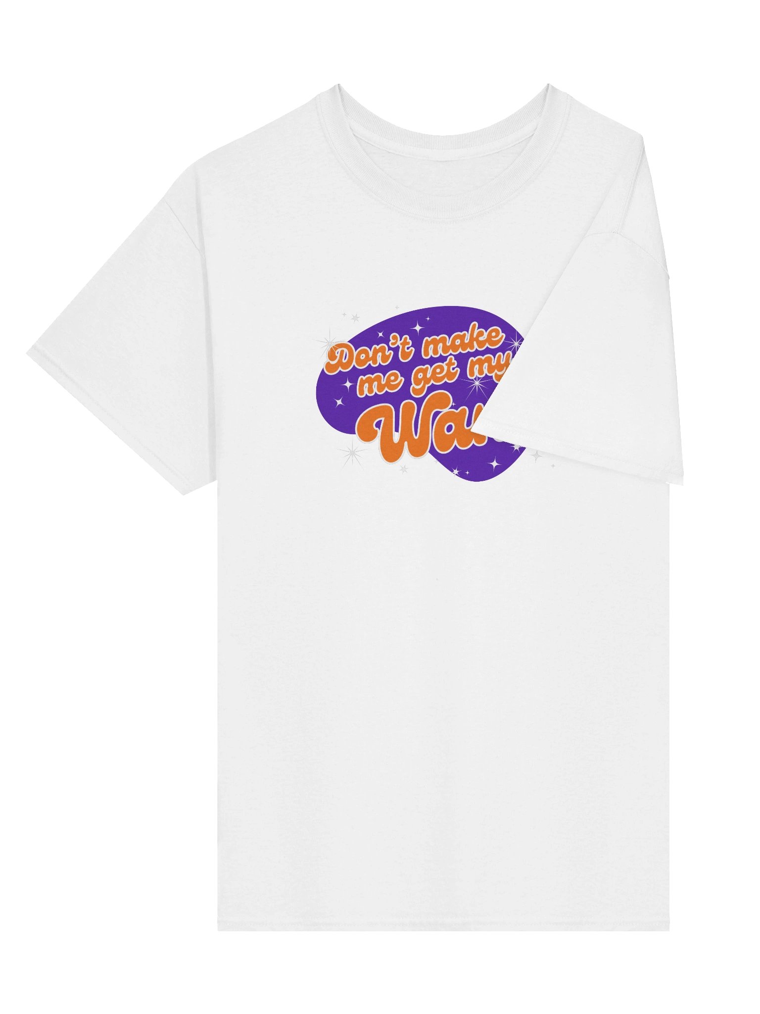Fair warning tee (orange & purple on white) product image (2)
