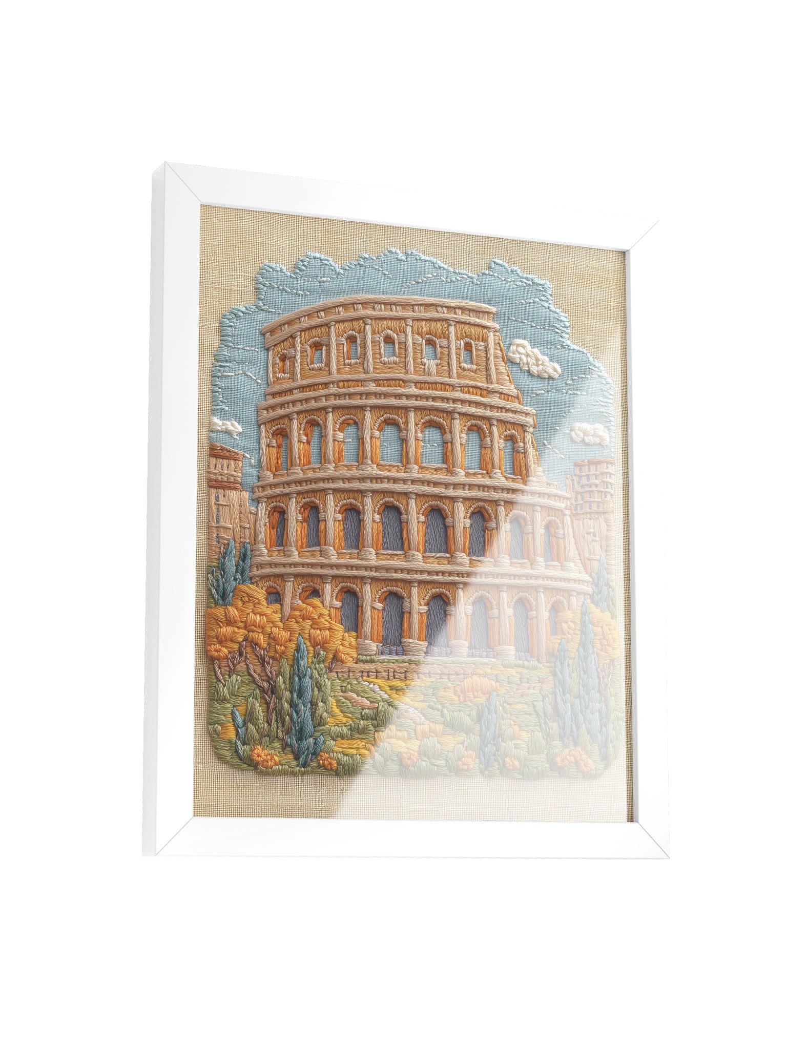 Autumn in Rome | Embroidery-Style Wall Art — Framed Print product image (11)