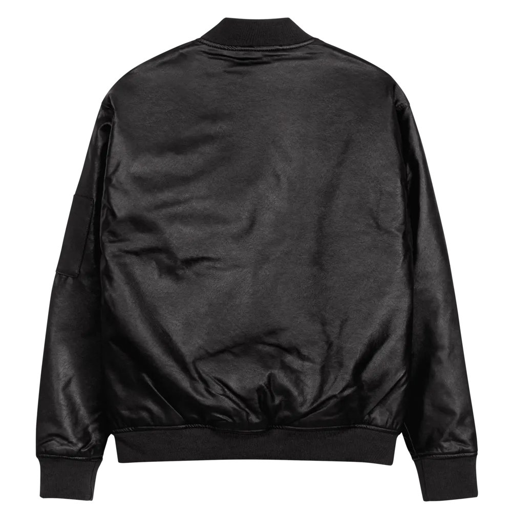 Cute Ghost Embroidered Faux Leather Bomber Jacket product image (11)