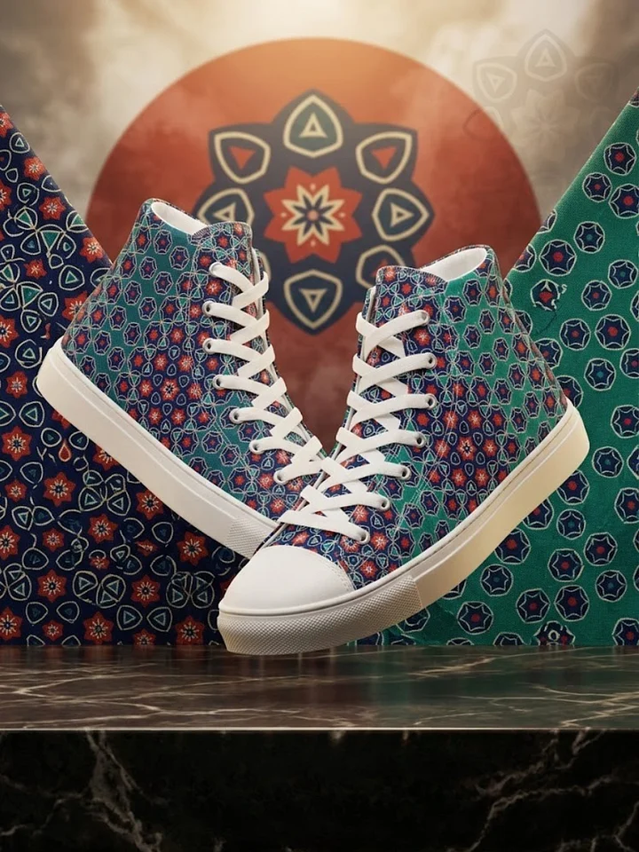 Symmetry Chic: Geometric High Top Canvas Shoes product image (1)