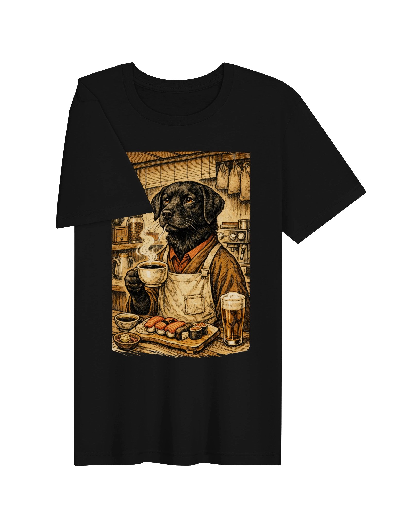 Dog Barista T-Shirt - Vintage Black Lab Coffee Shop Graphic Tee product image (16)