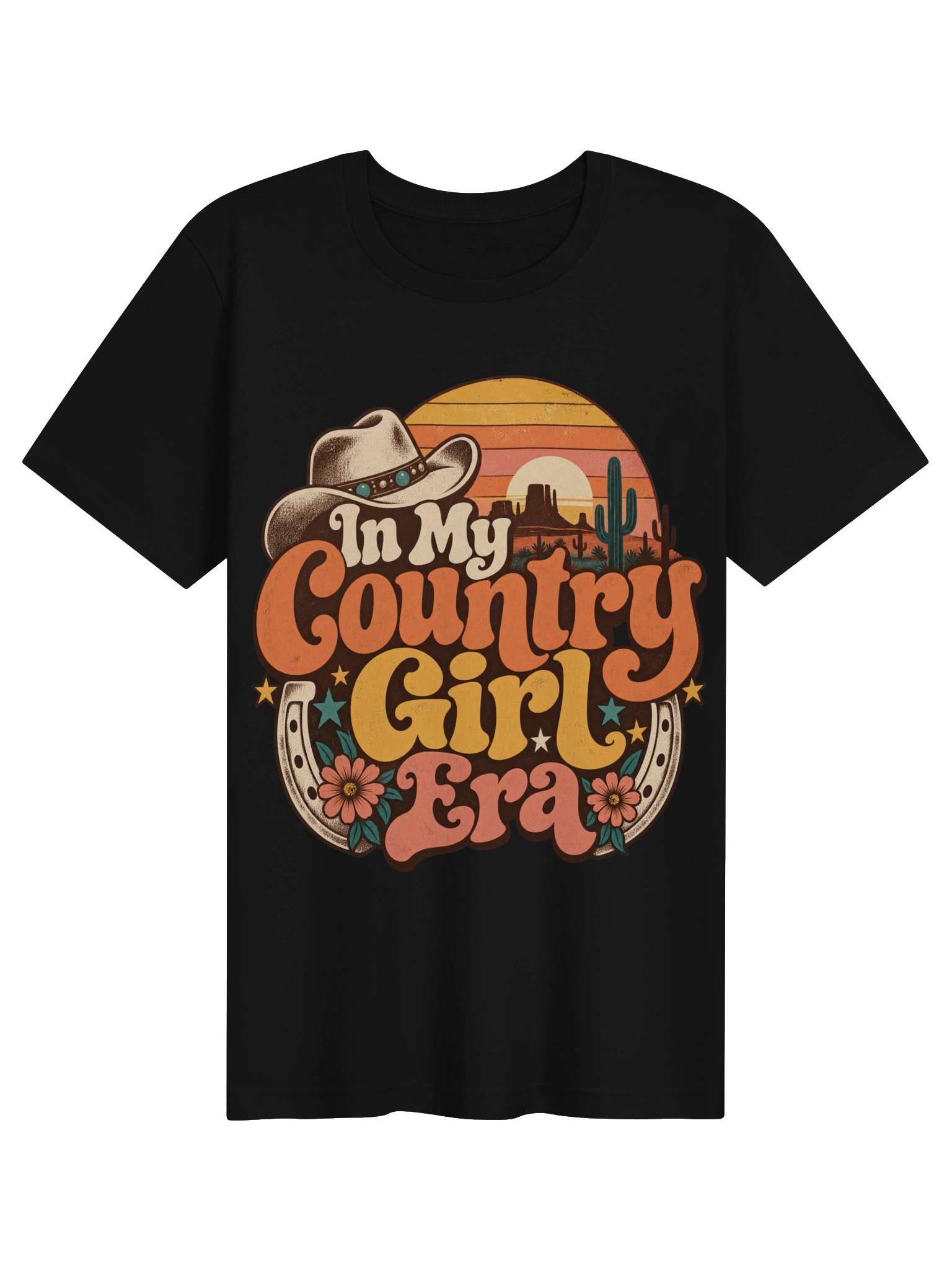 In My Country Girl Era Shirt, Retro Western Cowgirl T-Shirt, Vintage Sunset Country Music Concert Tee, Howdy Southern Girl Graphic Shirt product image (5)