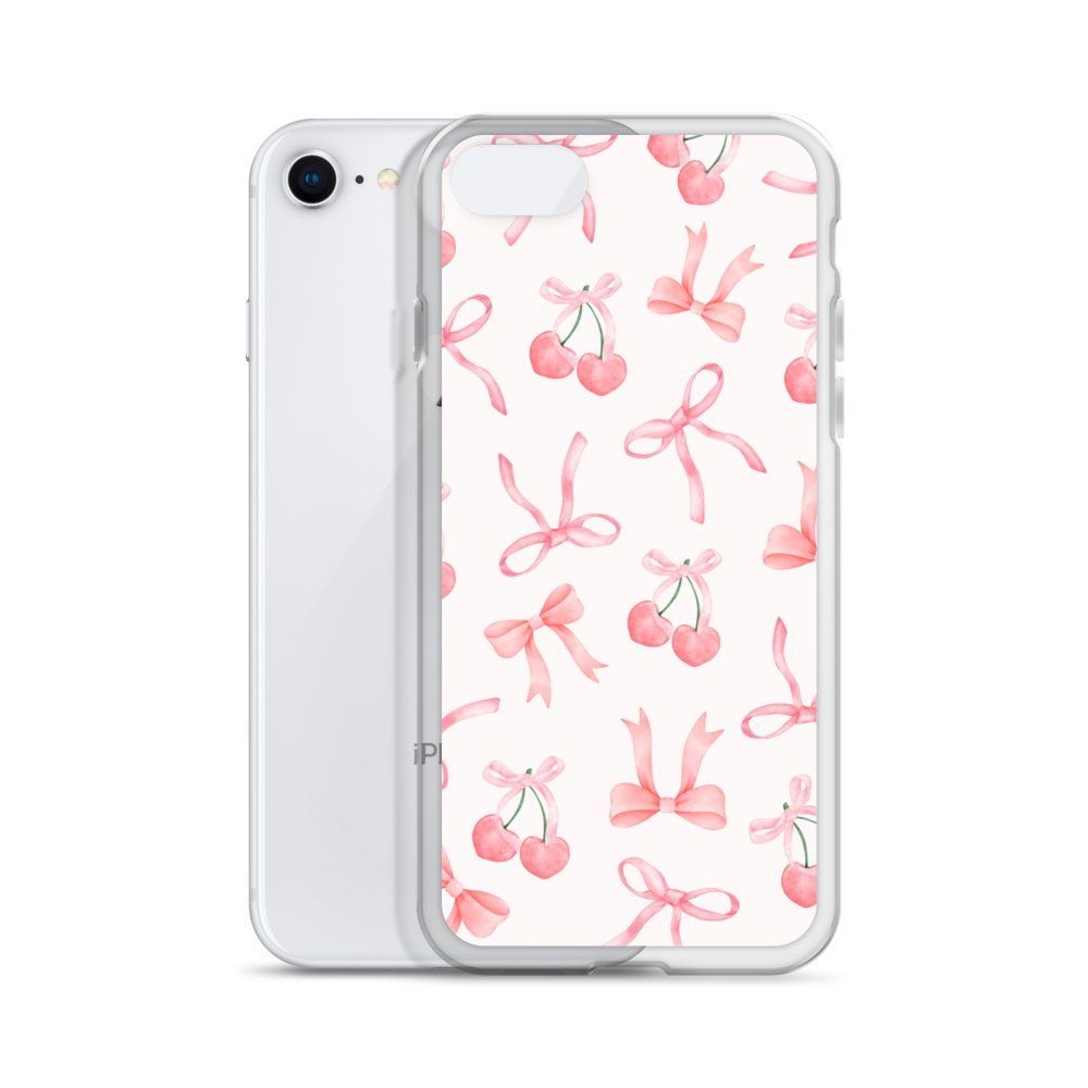 Watercolor Bows & Cherries Clear iPhone Case product image (55)