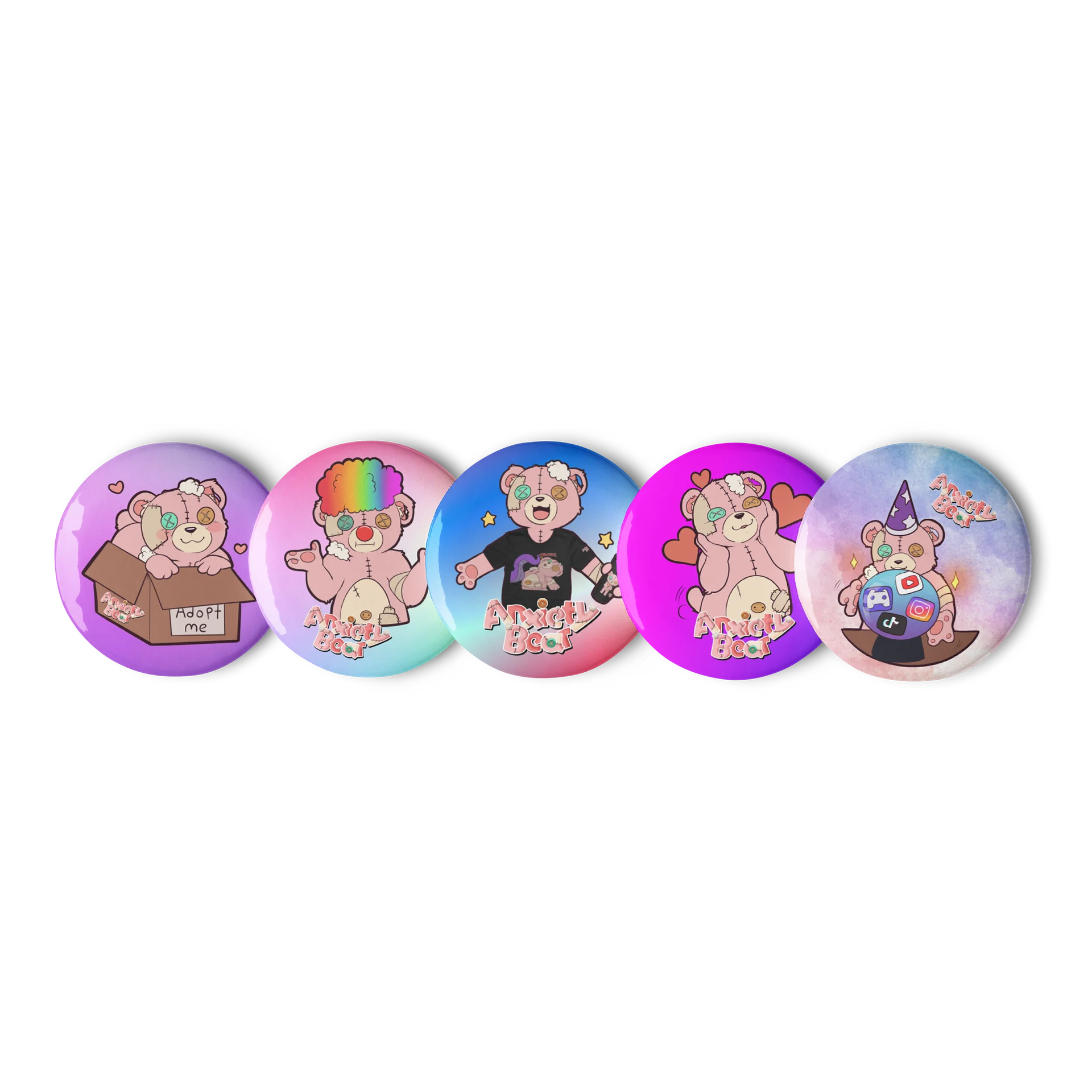 Anxiety Bear Buttons Set product image (1)