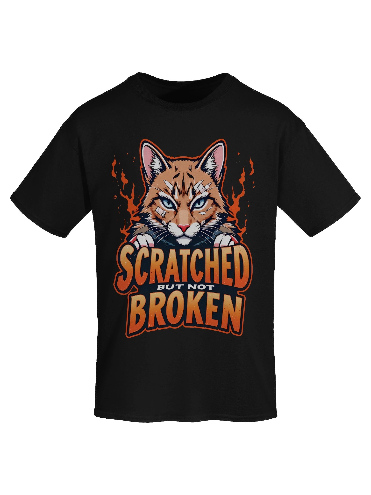 'Scratched But Not Broken' Motivational Cat T-Shirt - Fierce Resilience Tee product image (5)