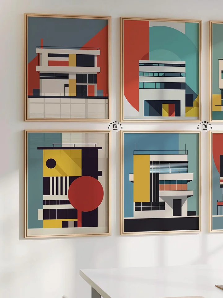 Bauhaus Set of 6 Poster Bauhaus Building Architectural Digital Download product image (1)