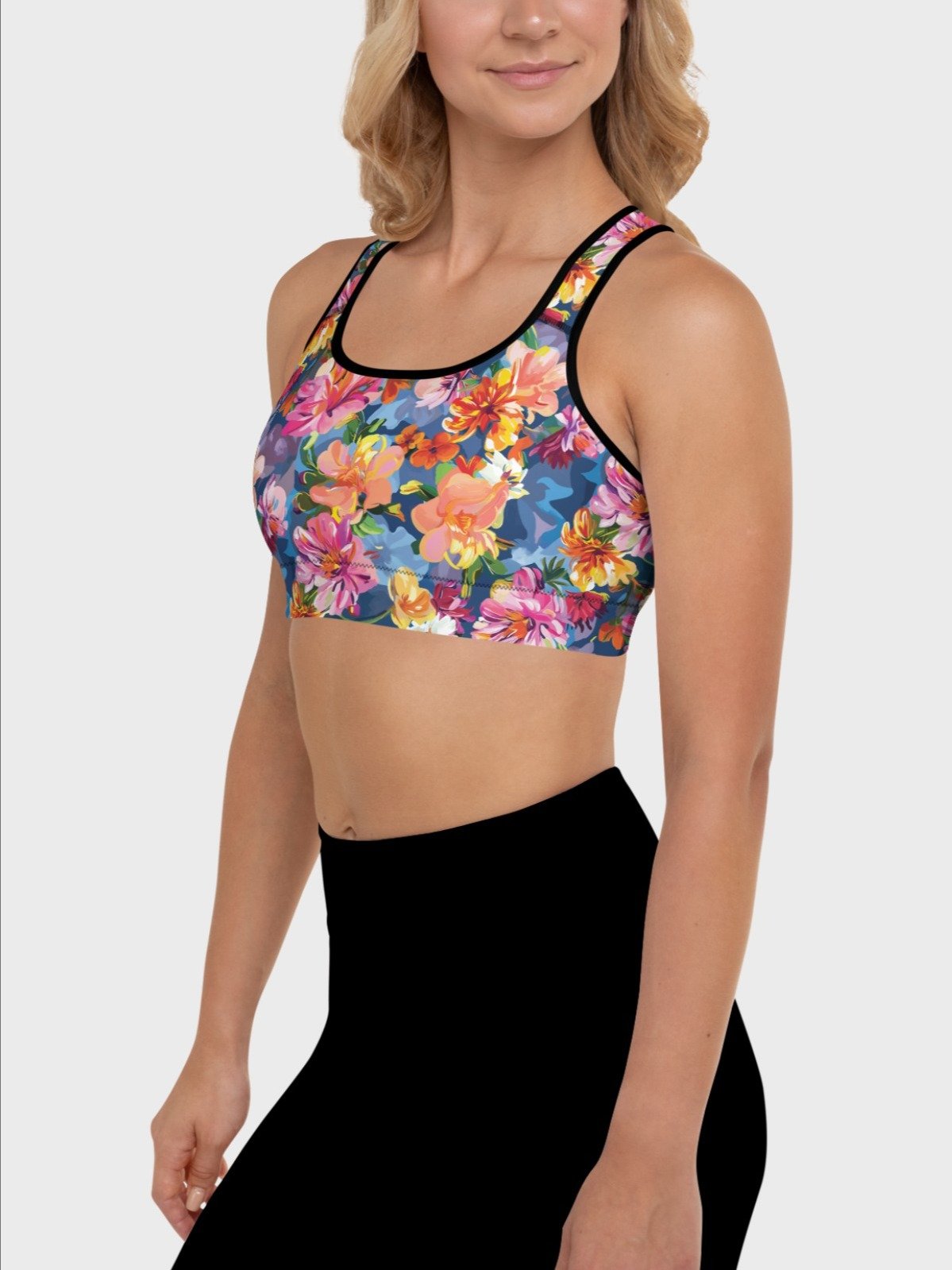 Sport Bra "Bold Abstract Florals" product image (3)