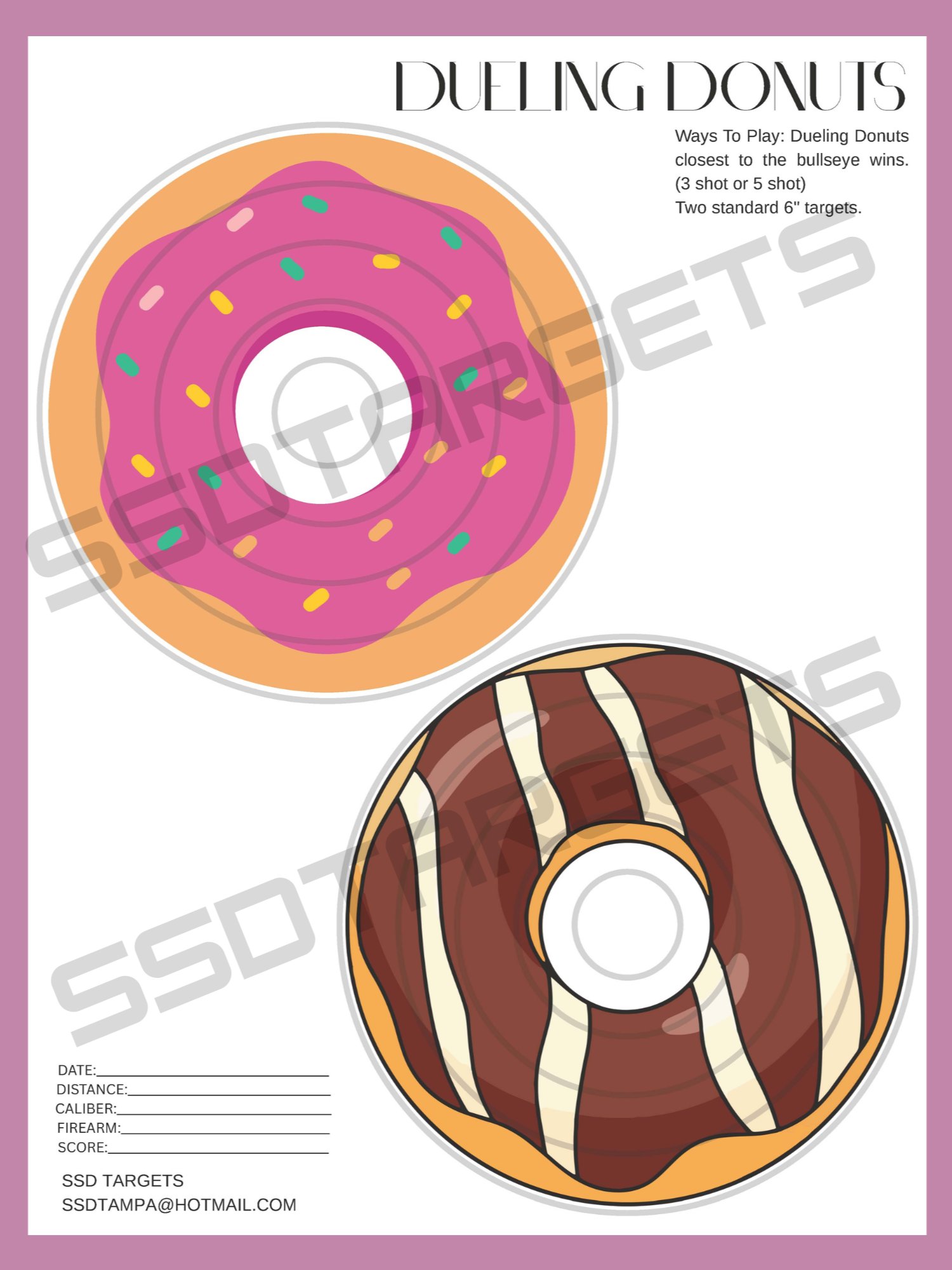 Dueling Donuts– Fun Shooting Game for Couples & Kids Printable 6" Targets Competition Shooting Drill product image (1)