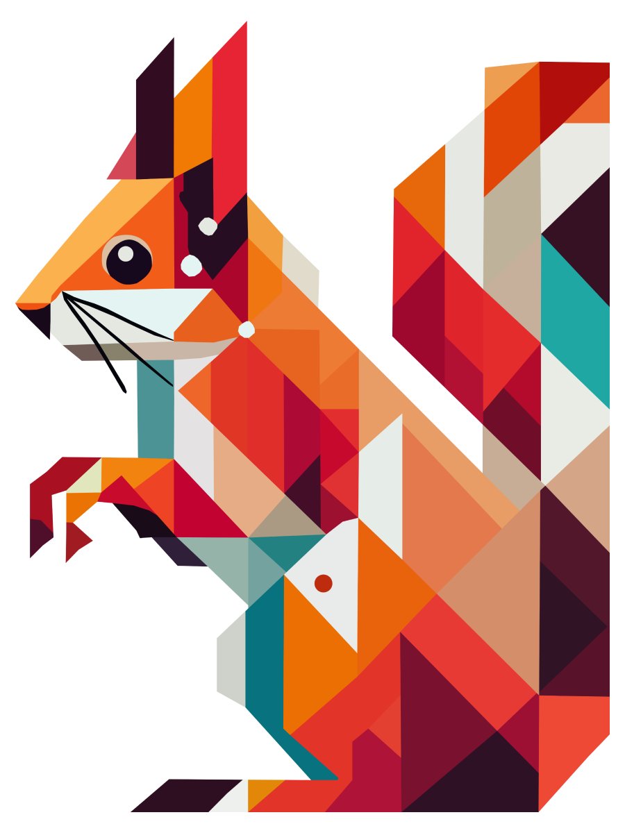 Free Geometric Squirrel PNG Art - Transparent Background, Low Poly Animal Illustration product image (1)
