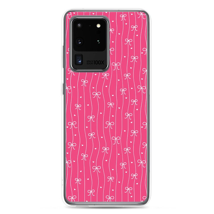 Pink Bow Coquette Clear Samsung® 20 Plus, 20 FE, 20 Ultra, 20, 21 FE, 21, 21 Plus, 21 Ultra, 22, 22 Plus, 22 Ultra, 23, 23 Ultra, 23 Plus, 24 Plus, 24, 24 Ultra, 25 Plus, 25 Ultra, 25 Cases. product image (1)