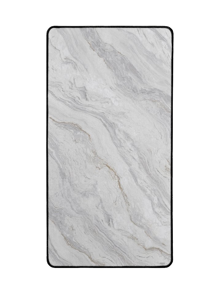 Elegant White Marble Neoprene Desk Mat with Natural Patterns product image (2)