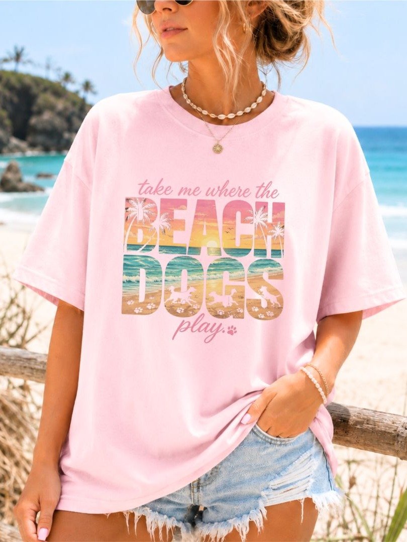 Take Me Where The Beach Dogs Play™ Coastal Dog Lover T-Shirt product image (1)