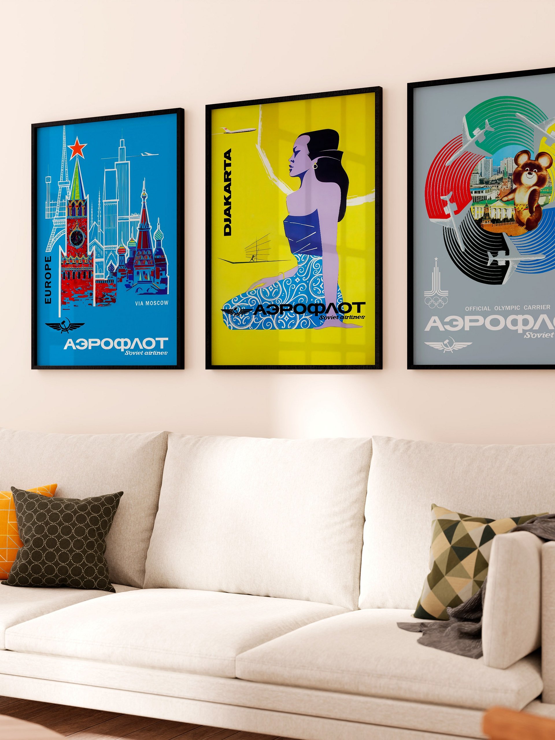Soviet Aeroflot, USSR airlines 1980s — Soviet retro travel poster product image (3)