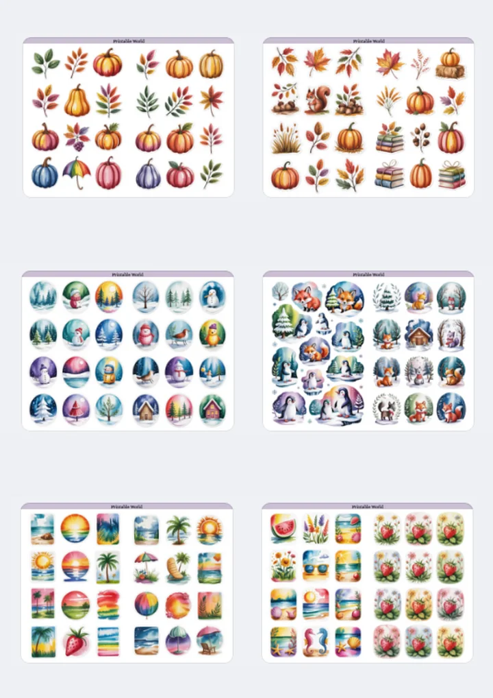 Seasons Sticker Pack (Watercolor Style) product image (2)