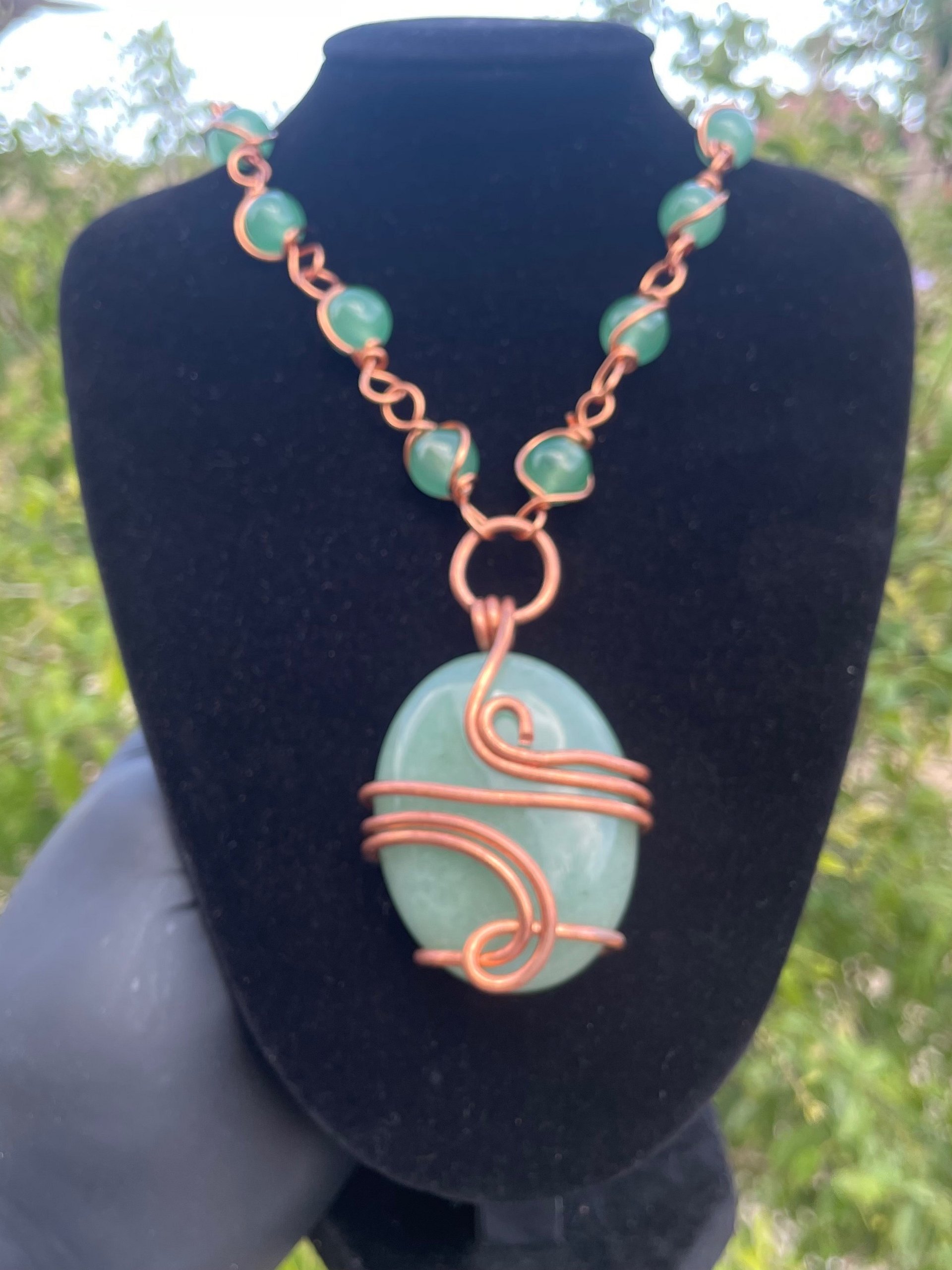 Luxury Handcrafted Green Aventurine Copper Wire-Wrapped Necklace product image (1)