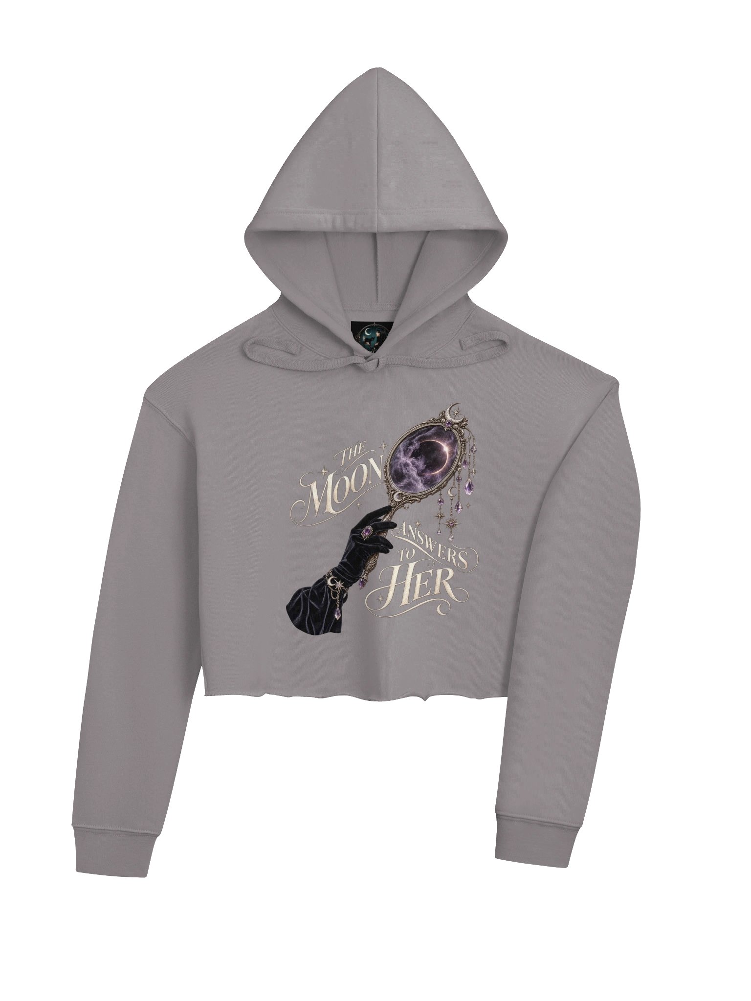 Celestial Moon Ritual — Gothic Lunar Women’s Cropped Pullover Hoodie product image (8)