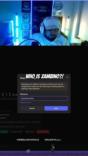 Who changed my name to Zambino?! #gamingfail #discordchaos #funnygaming #onlyraztv #ClipGPT #streamladder