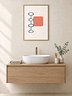 Teal and Coral Mid Century Print | Retro Bathroom Wall Art