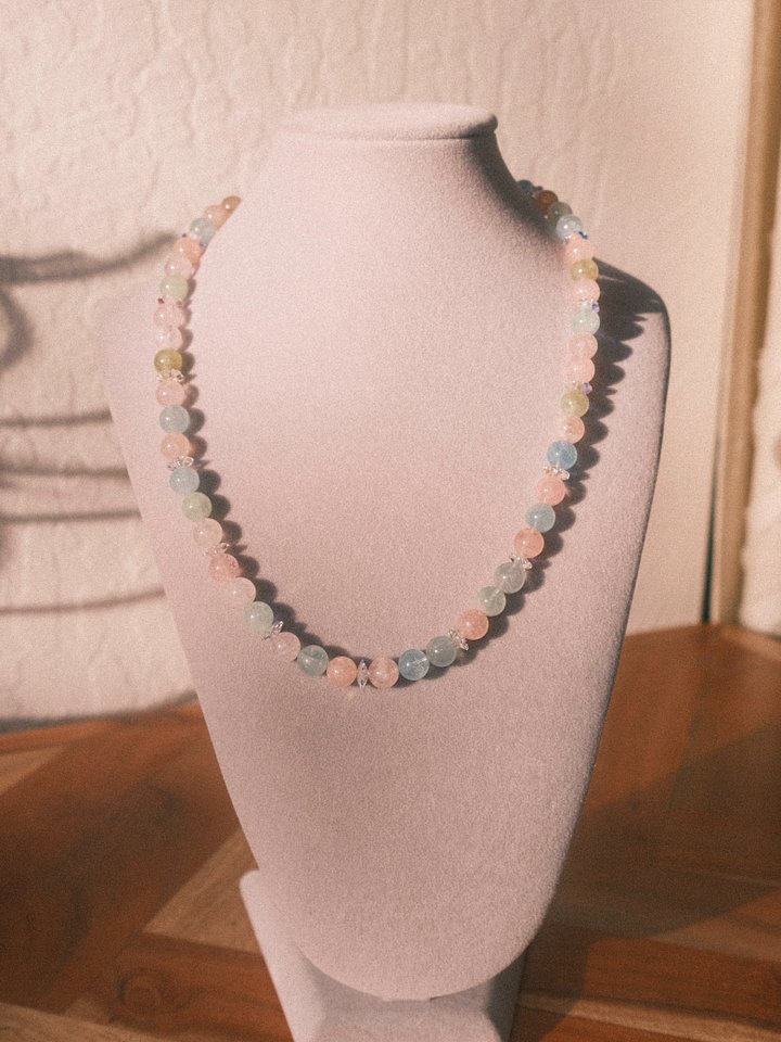 Soft spirit - Aquamarine & morganite necklace product image (2)
